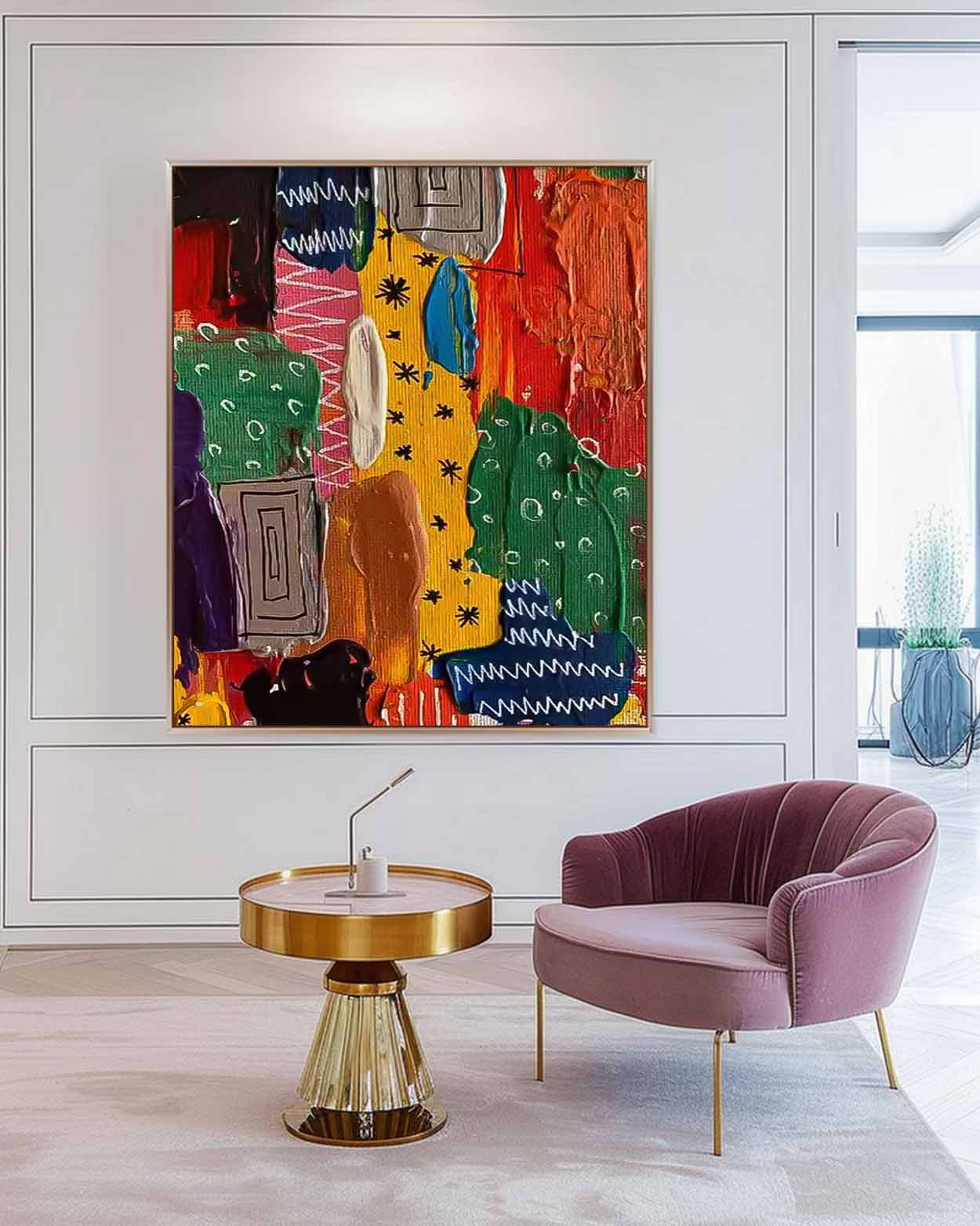 Colorful Abstract Oil Painting for Modern Home Décor - Unique Canvas Art