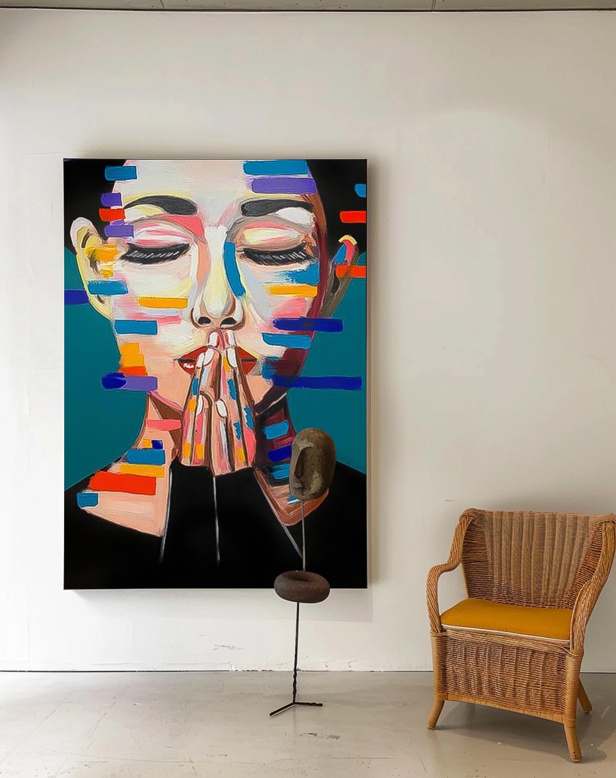 Contemporary Abstract Portrait Oil Painting for Modern Home Decor