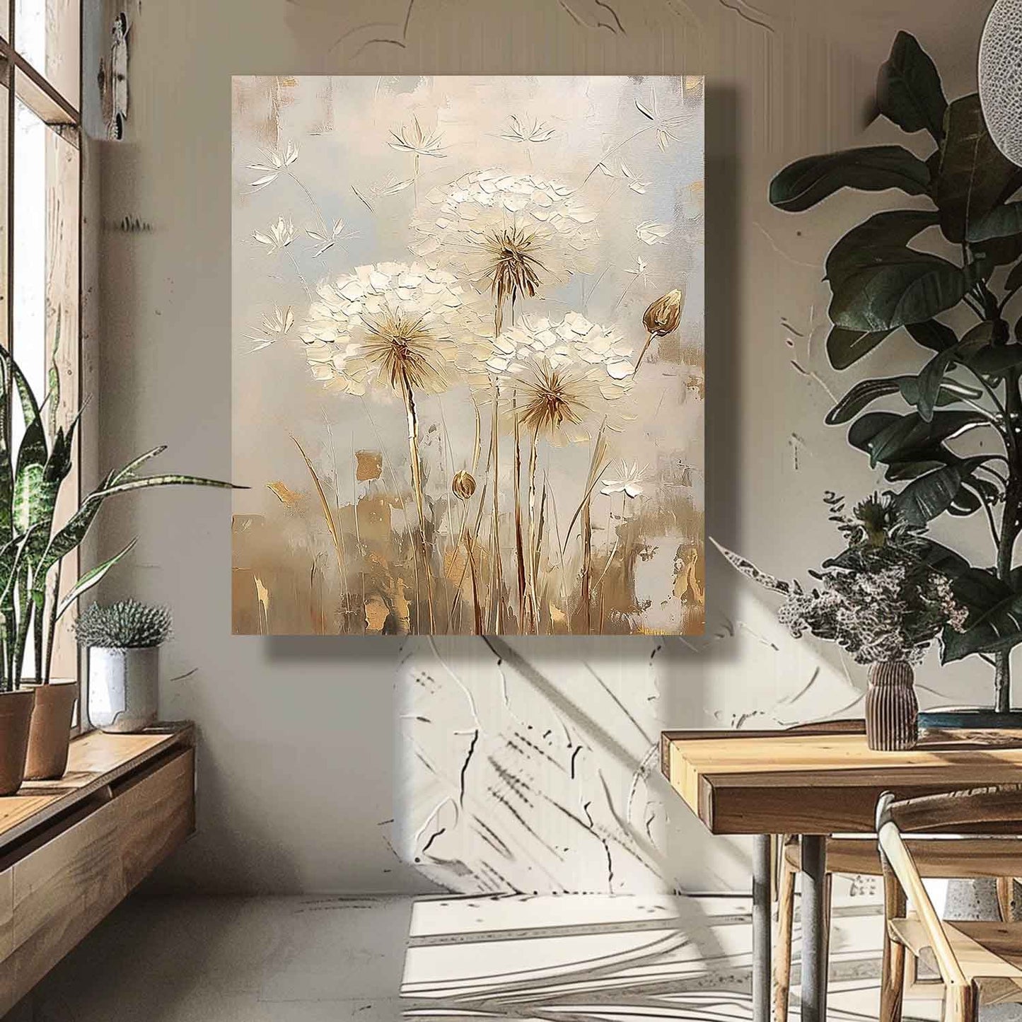 Elegant White Flower Oil Painting for Modern Home Decor