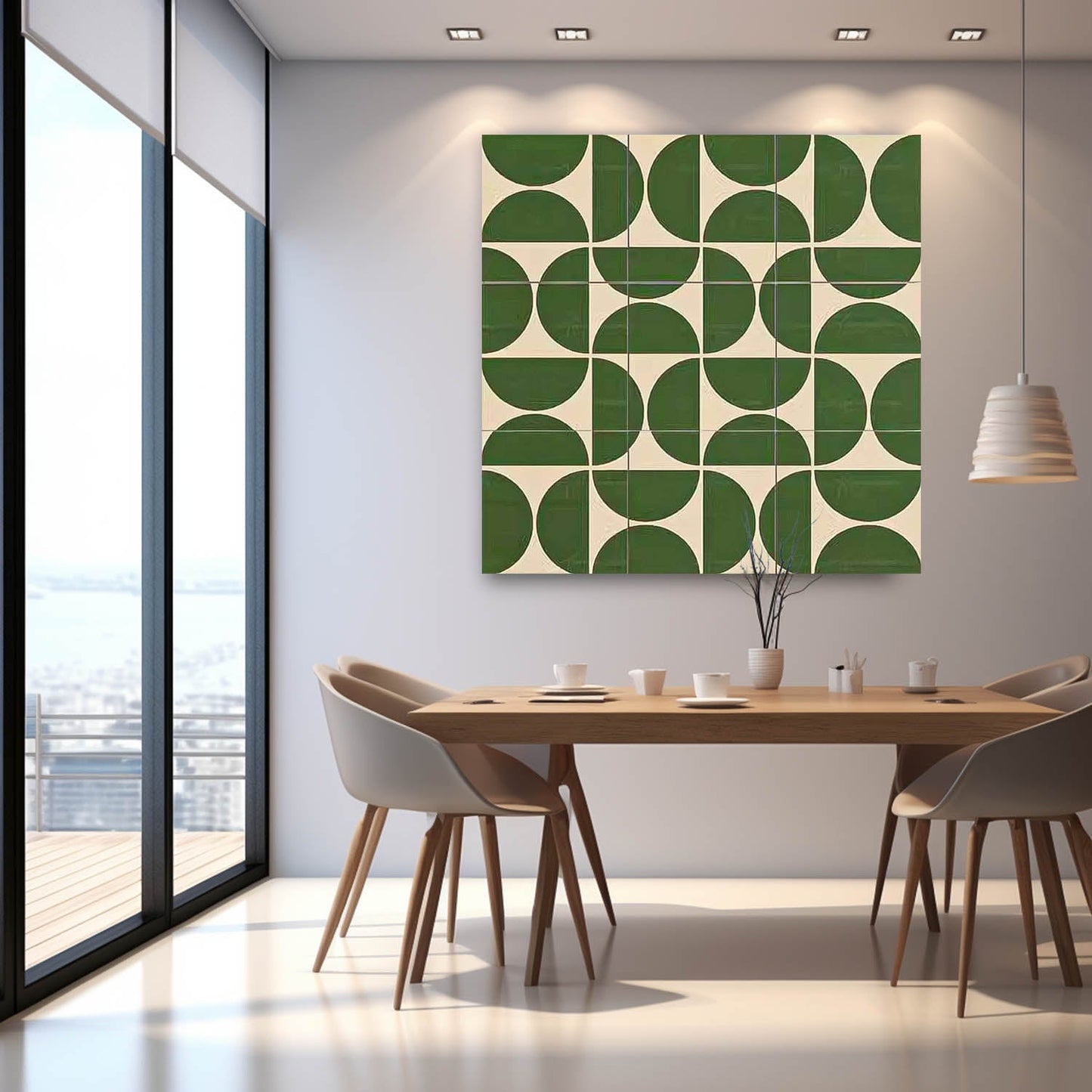 Modern Minimalist Green Abstract Oil Painting for Contemporary Art Lovers