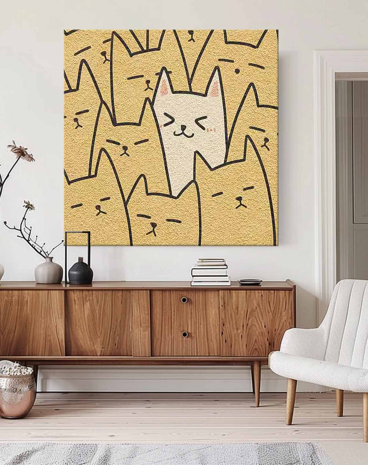 Charming Minimalist Cat Art Print for Modern Home Decor