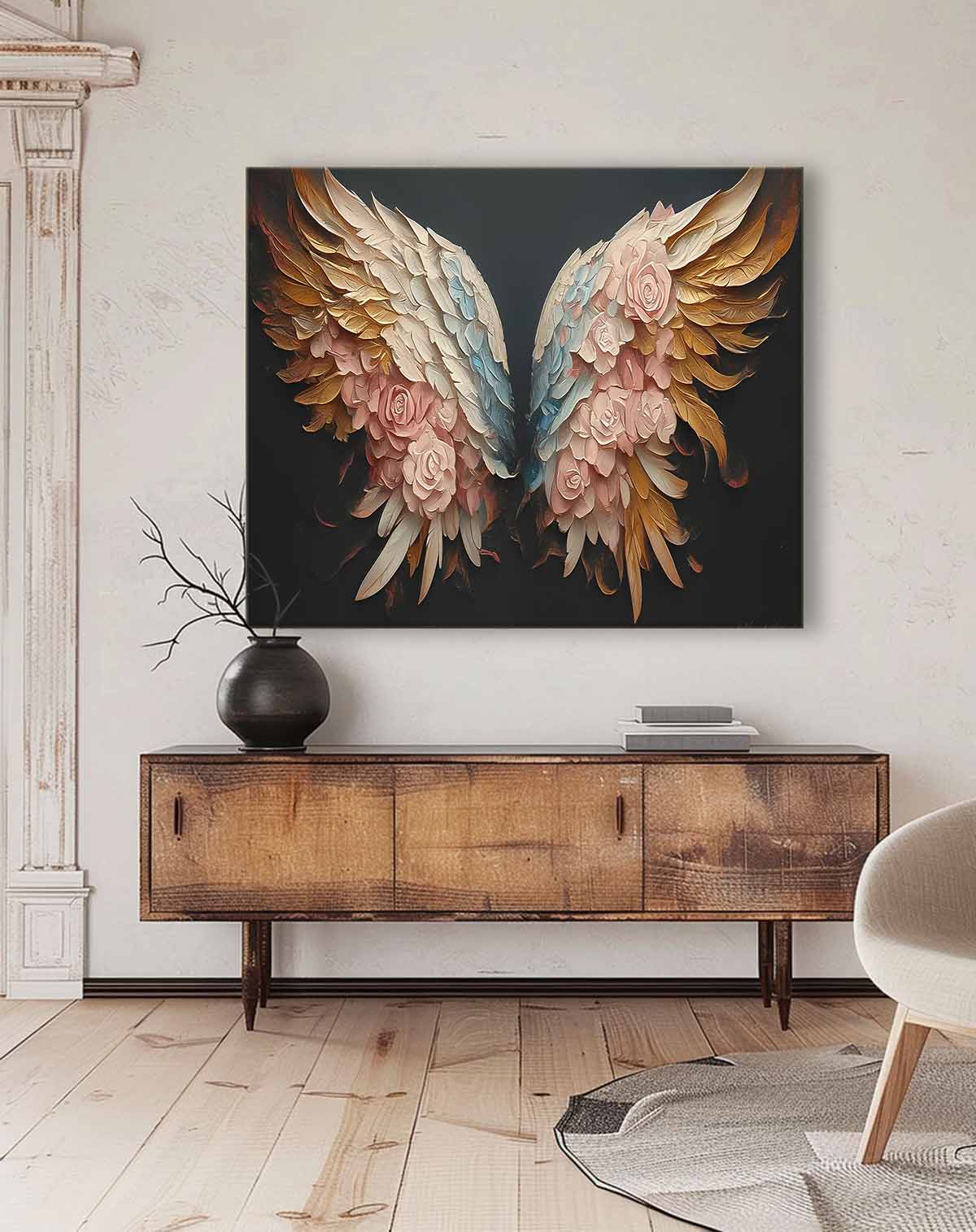 Elegant Floral Winged Artwork for Home Decor