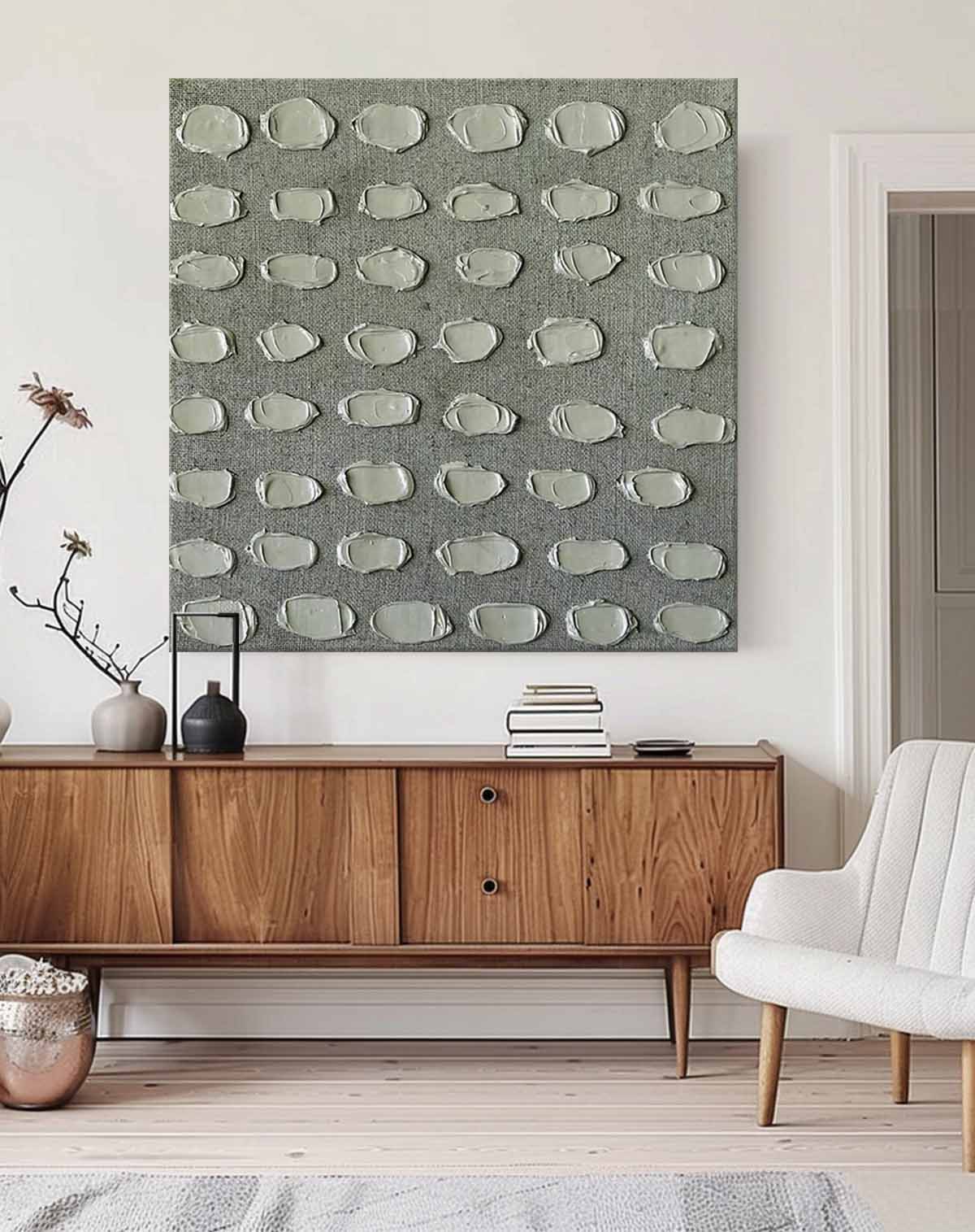 Textured Minimalist Oil Painting for Contemporary Home Decor