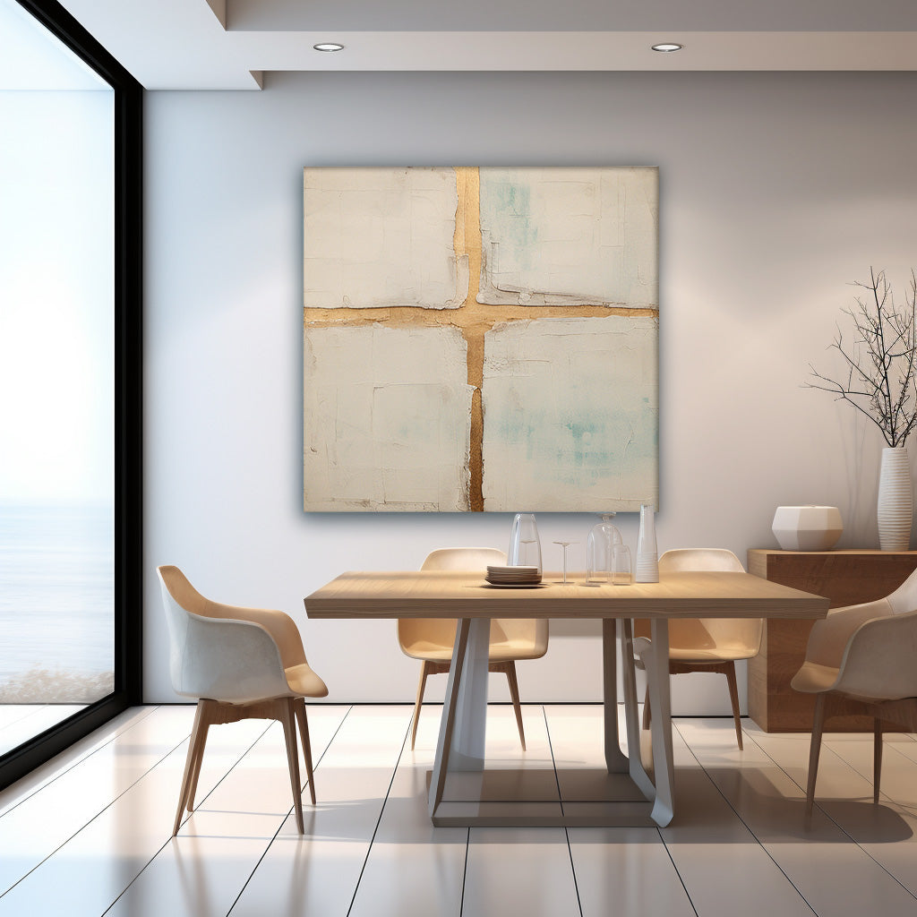 Elegant Minimalist Gold-Accented Canvas Oil Painting for Modern Decor