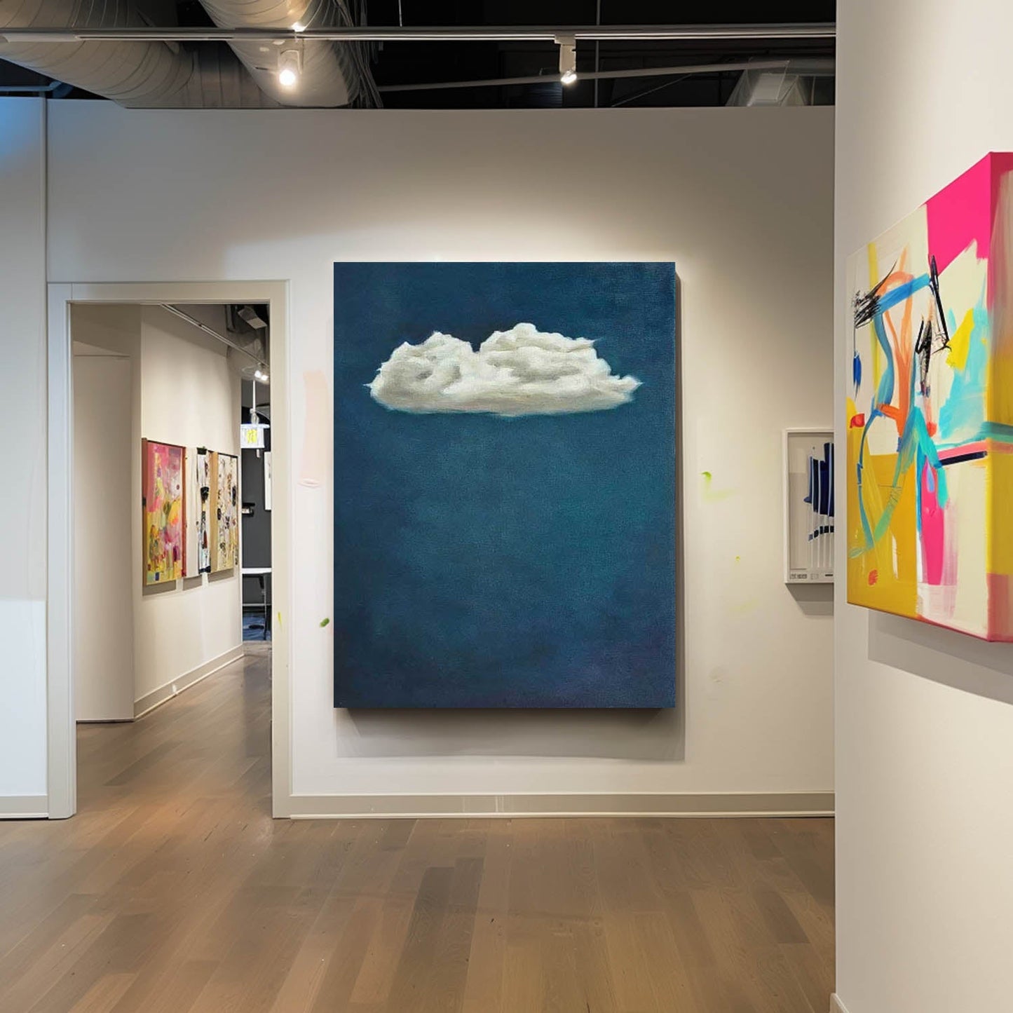 Serene Cloud Oil Painting on Canvas - Minimalist Wall Art for Tranquil Spaces