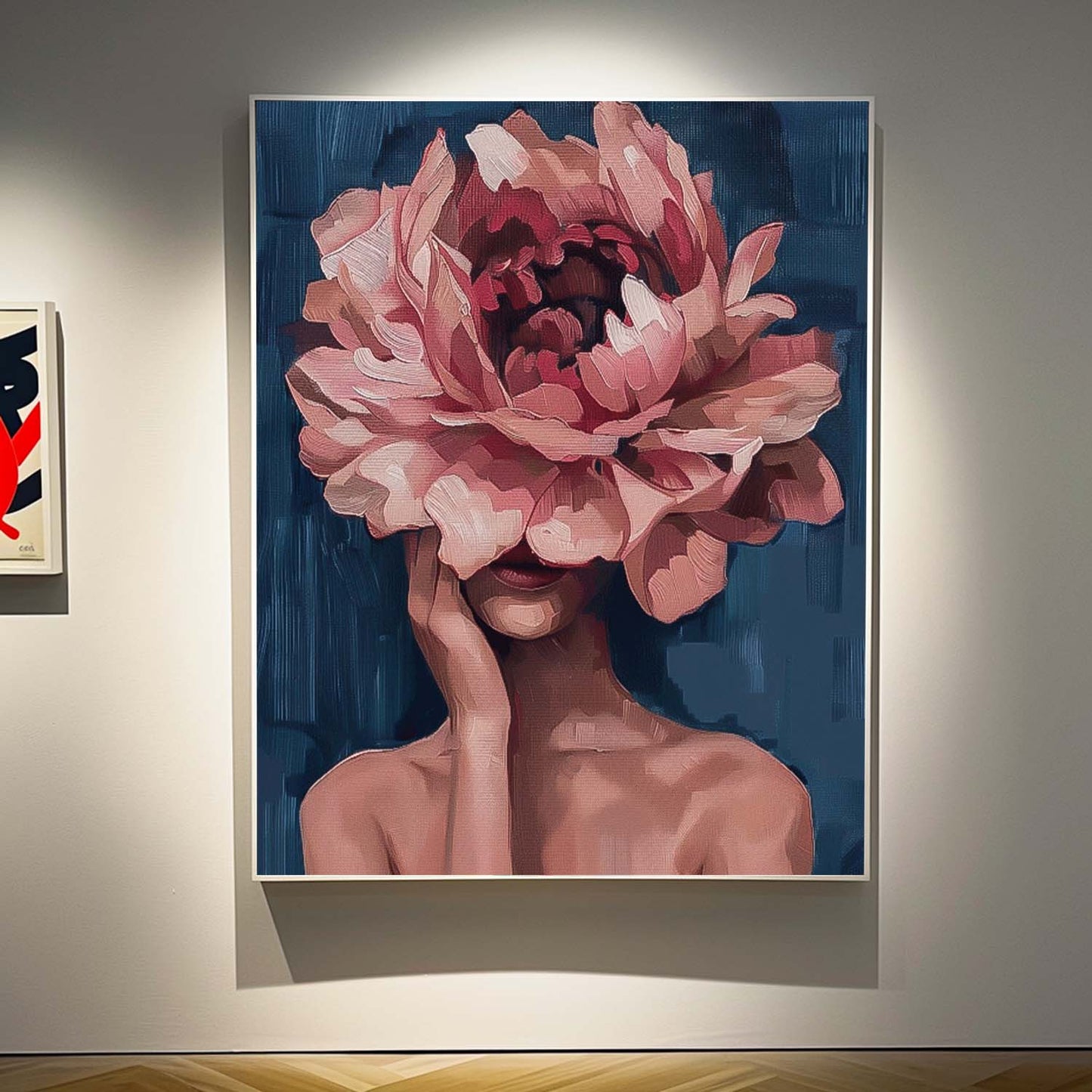 Floral Fantasy: Elegant Oil Painting of Woman with Flower Face