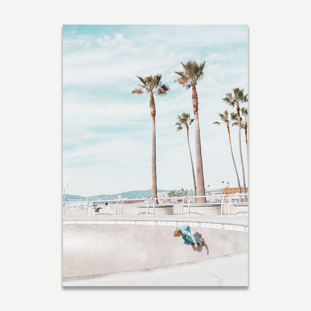 Venice Beach Skater Paradise: Vibrant Oil Painting of Coastal Fun