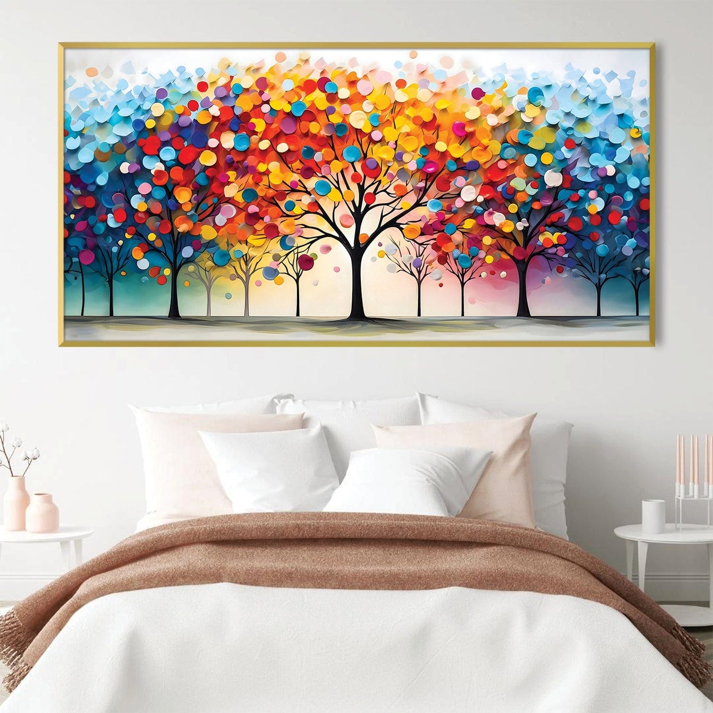 Colorful Abstract Forest Landscape Oil Painting for Home Decor