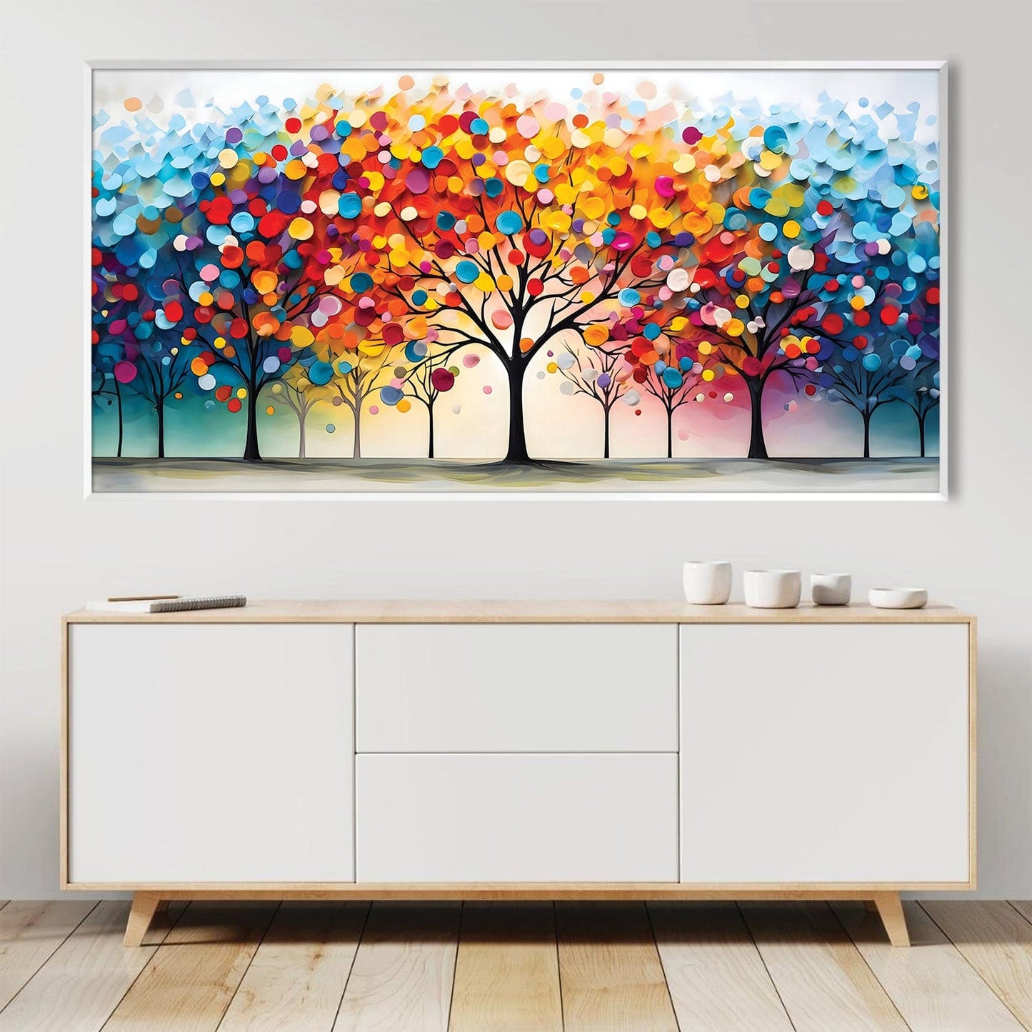 Colorful Abstract Forest Landscape Oil Painting for Home Decor