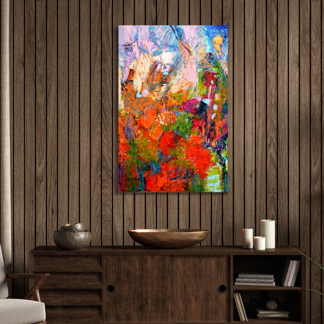 Colorful Abstract Floral Oil Painting for Modern Home Decor