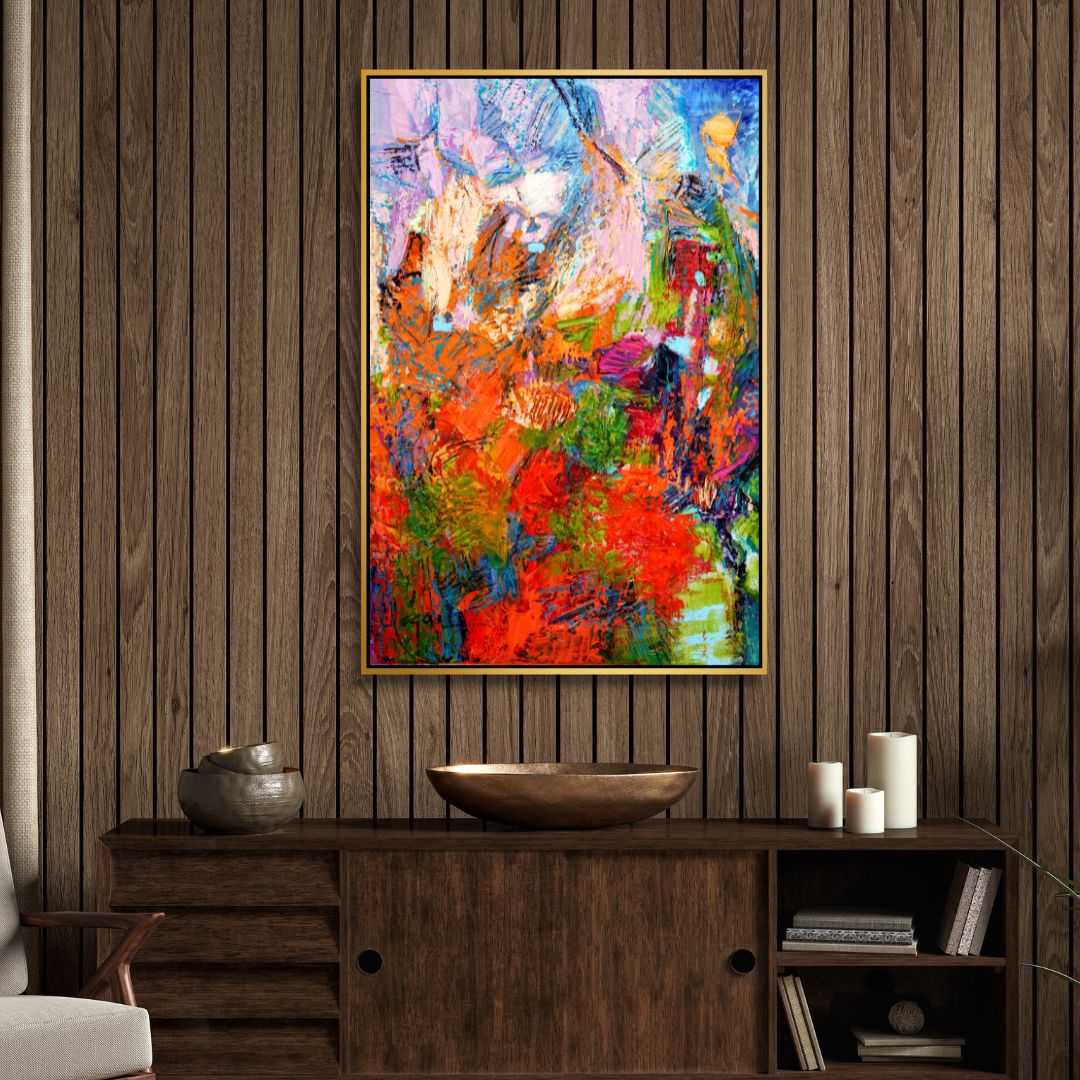Colorful Abstract Floral Oil Painting for Modern Home Decor