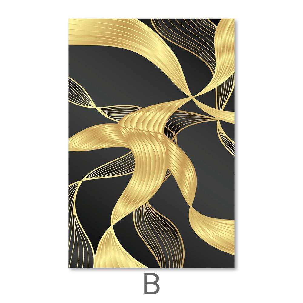 Stunning Gold Wave Abstract Oil Painting for Modern Home Decor