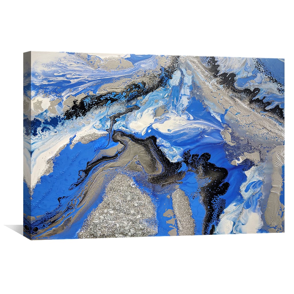 Abstract Blue Geode Oil Painting for Modern Home Decor