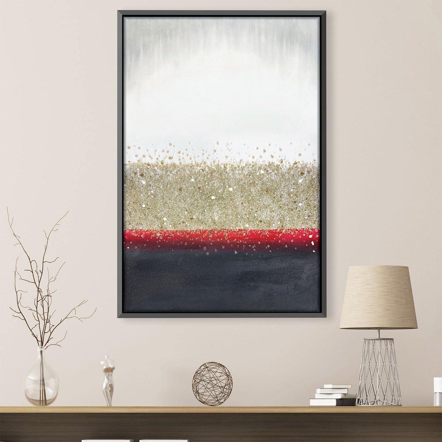 Abstract Volcano Inspired Painting with Sparkling Glitter Accents