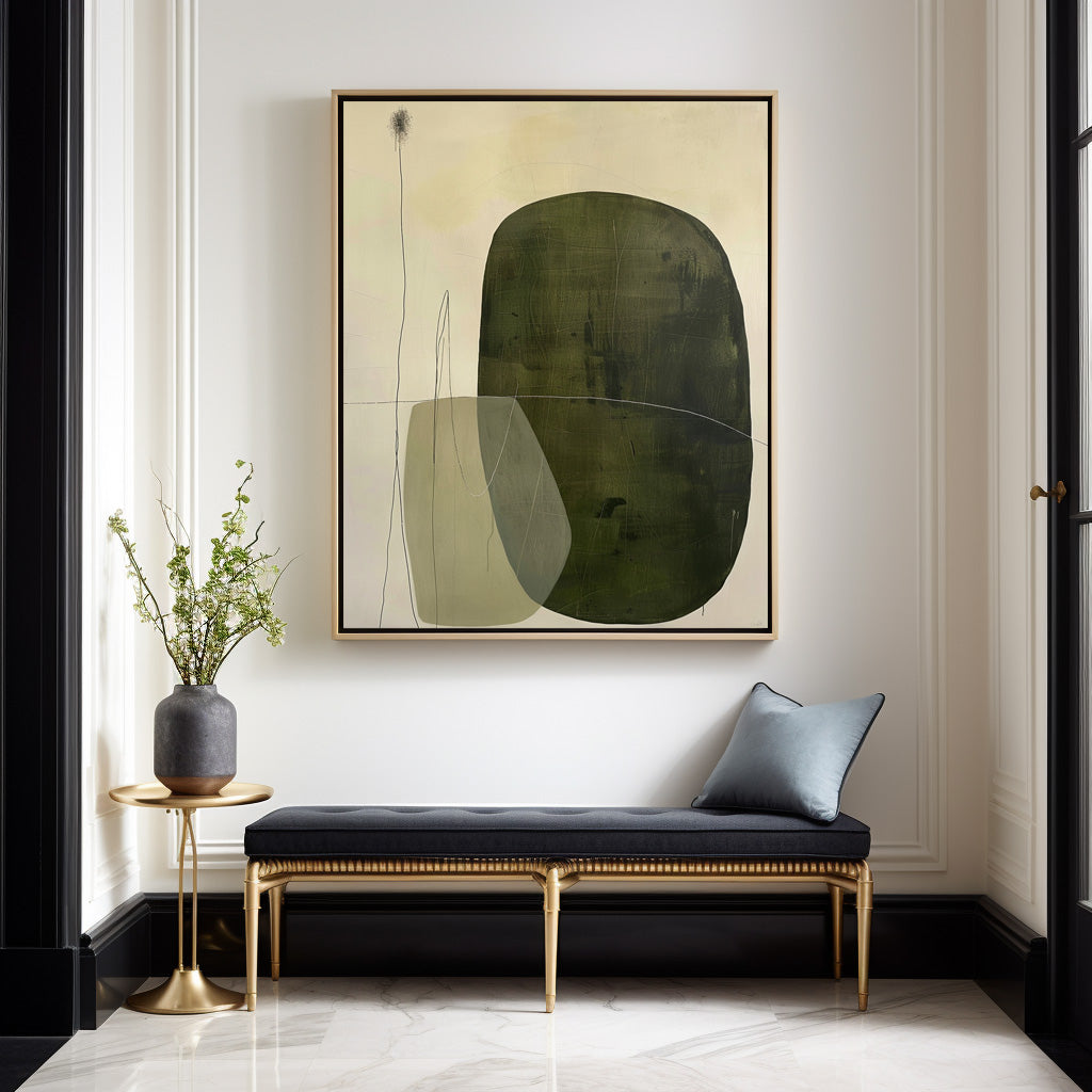 Contemporary Green Abstract Oil Painting for Modern Home Decor