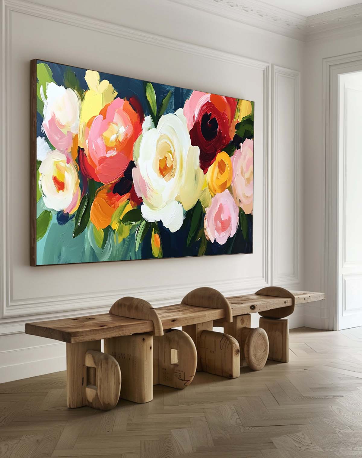 Vibrant Floral Oil Painting | Modern Abstract Art for Elegant Home Decor