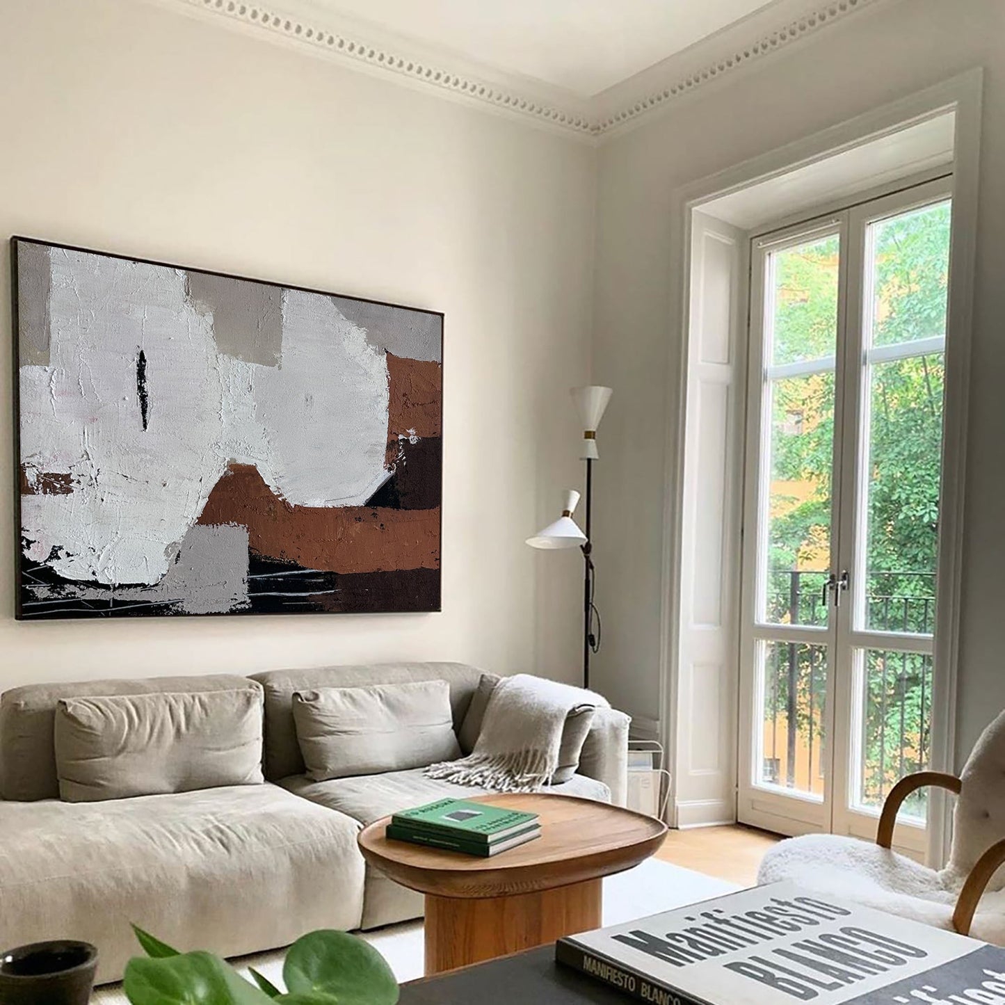 Contemporary Abstract Oil Painting with Bold Textures and Earthy Tones