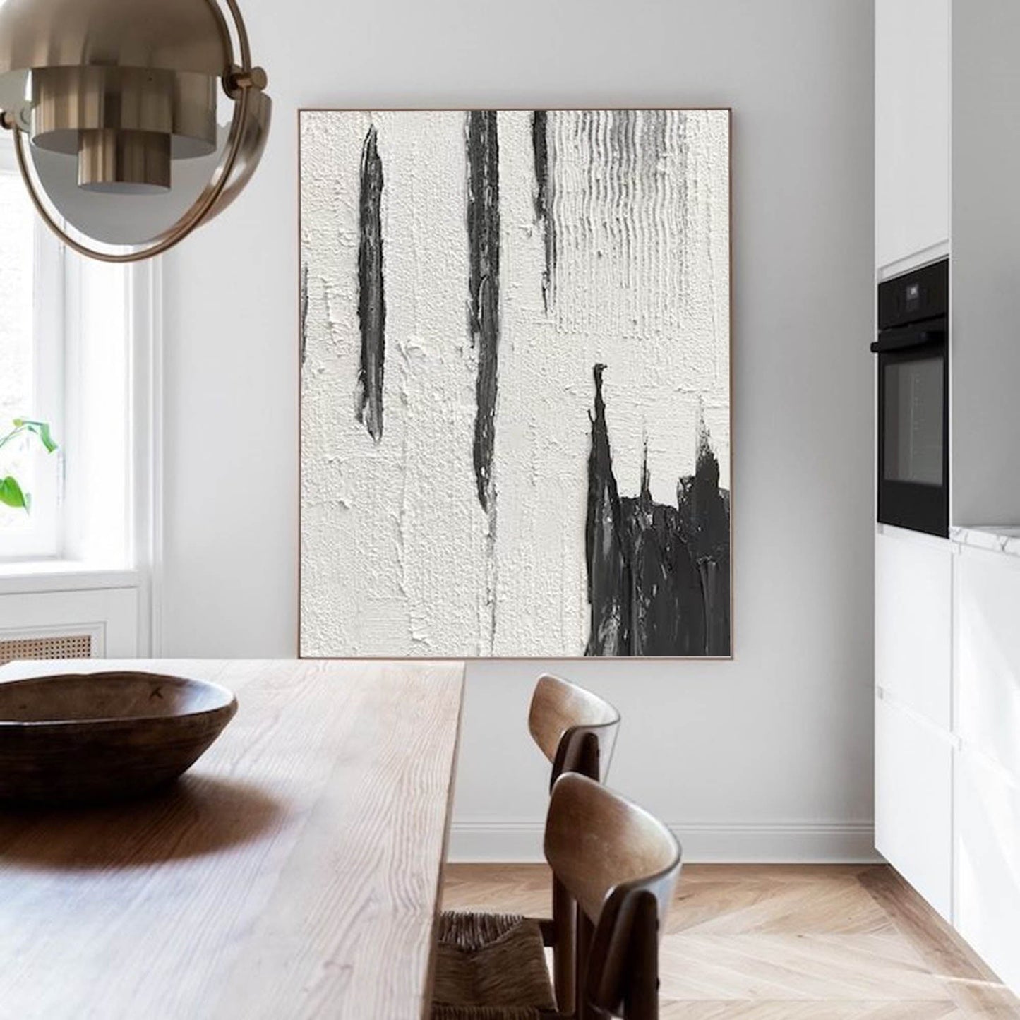 Contemporary Black and White Abstract Oil Painting for Modern Home Decor