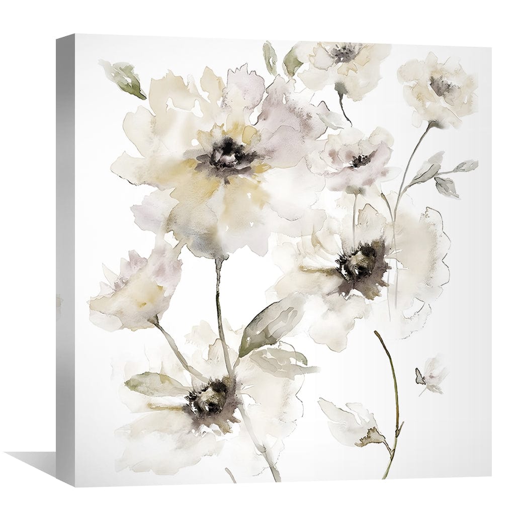 Elegant Floral Oil Painting for Wall Décor – Soft White and Neutral Tones