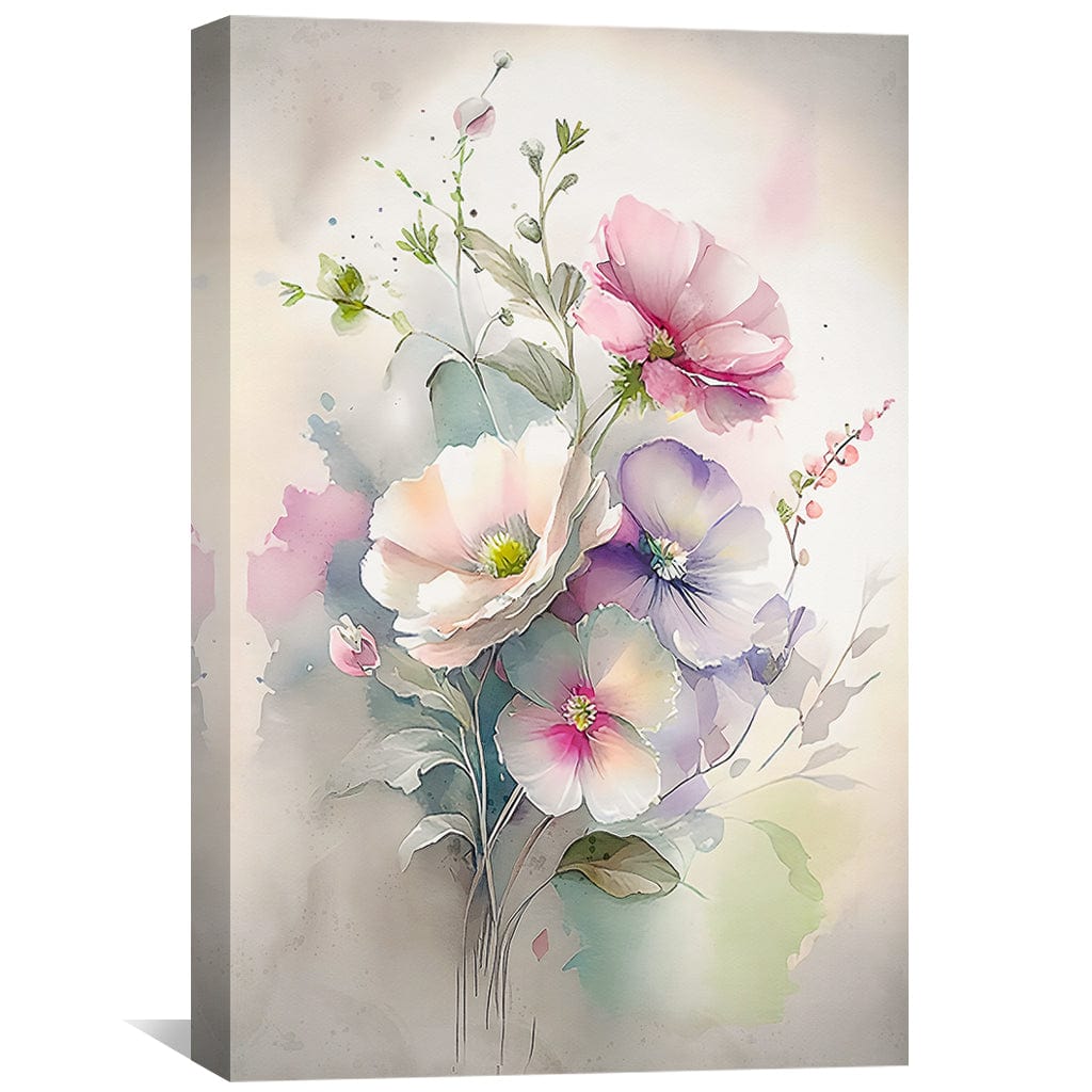 Elegant Floral Oil Painting in Soft Pastels - Beautiful Wall Art for Home Decor
