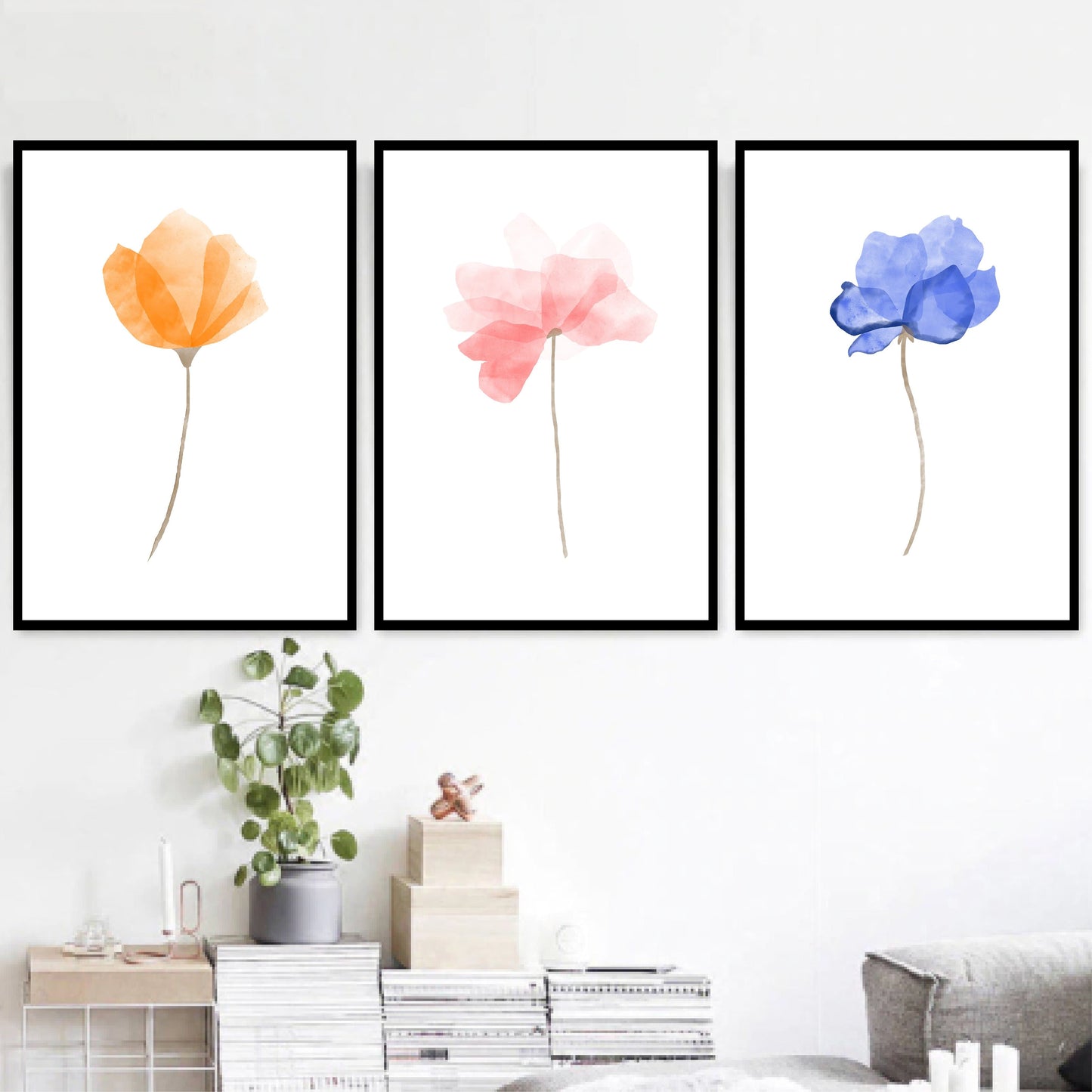 Elegant Floral Watercolor Canvas Art for Modern Home Decor