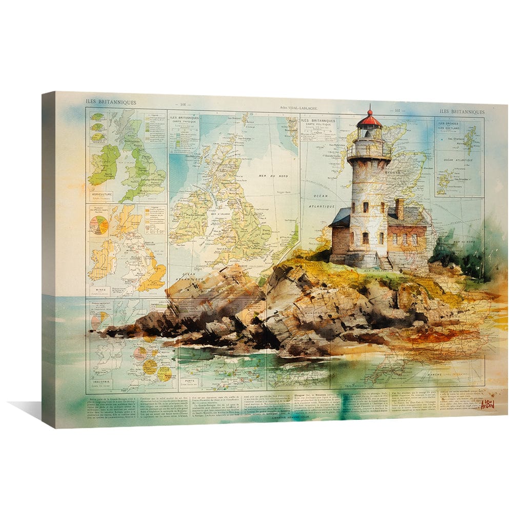 Coastal Lighthouse Oil Painting on Canvas - Nautical Wall Art for Home Decor