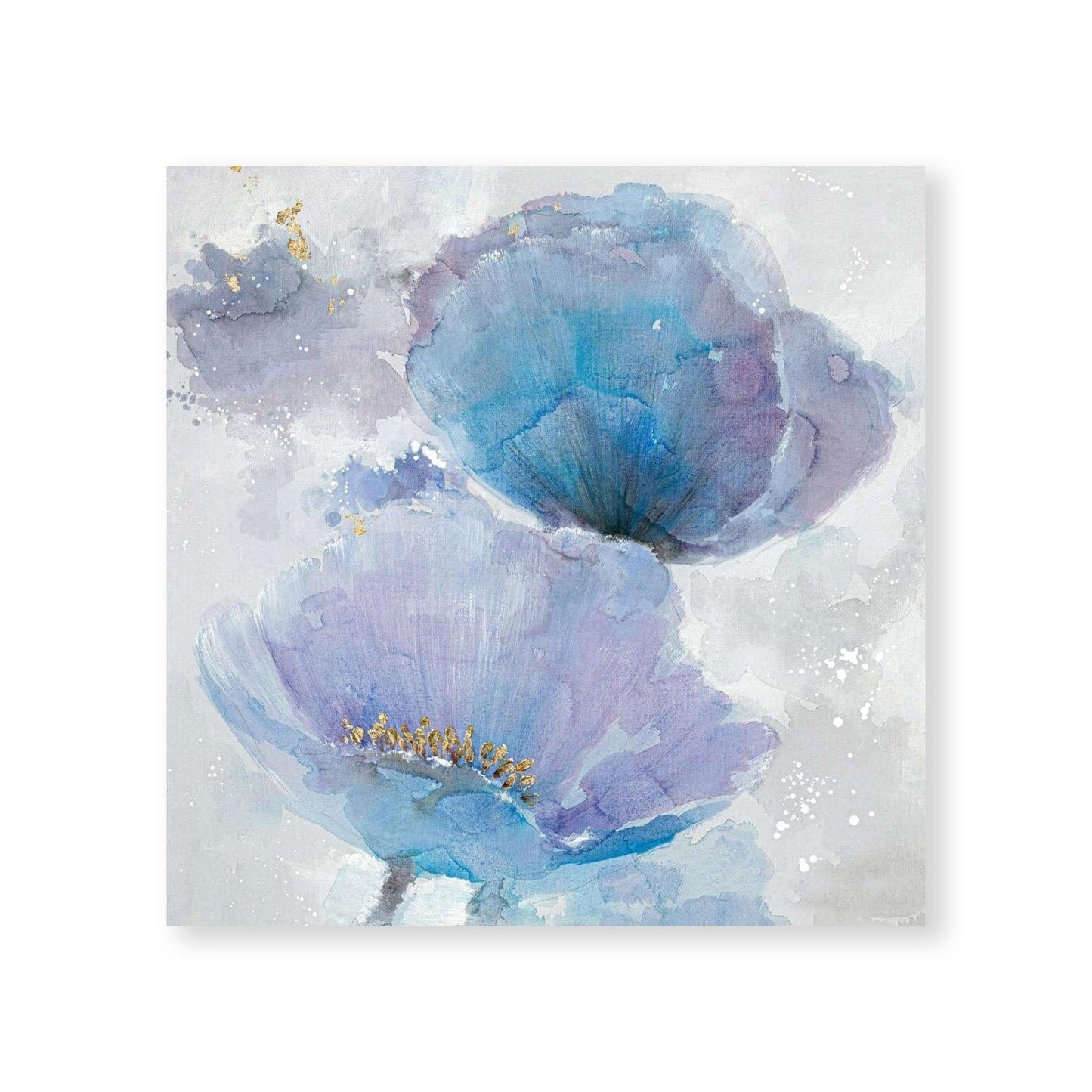 Vibrant Blue and Gold Floral Oil Painting for Elegant Home Décor