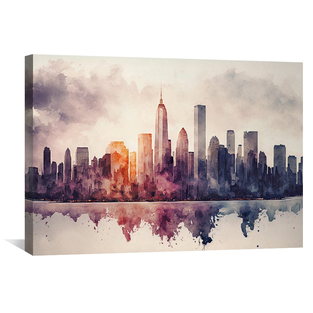 Abstract City Skyline Oil Painting for Modern Home Decor
