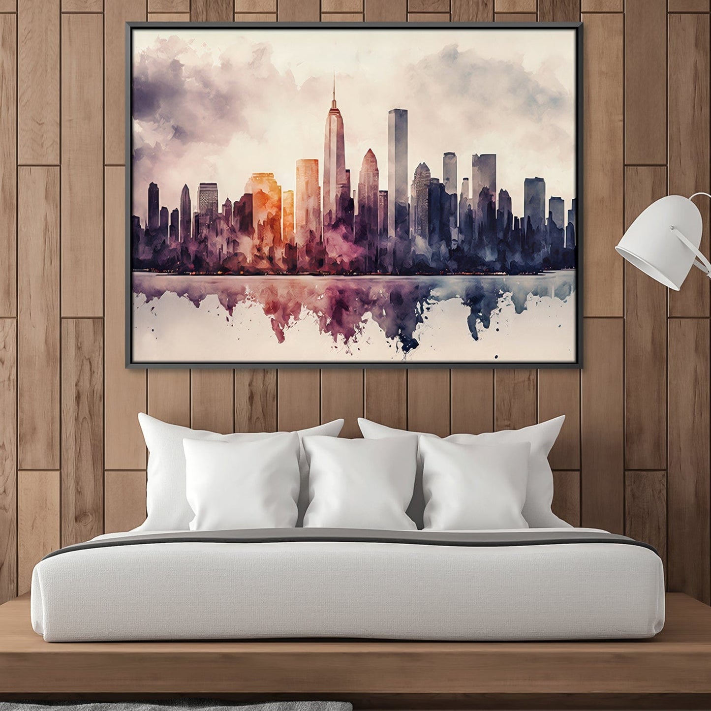 Abstract City Skyline Oil Painting for Modern Home Decor