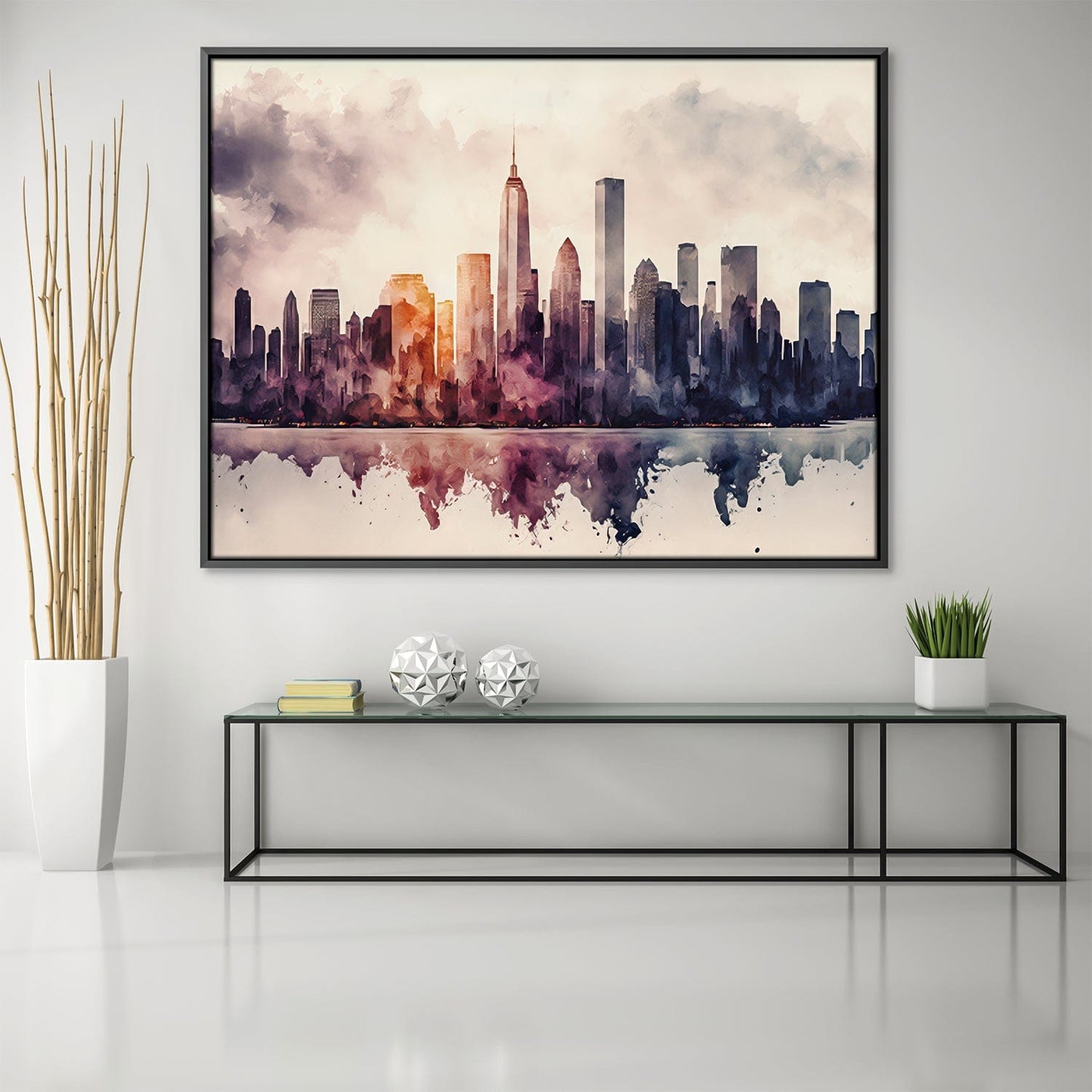 Abstract City Skyline Oil Painting for Modern Home Decor