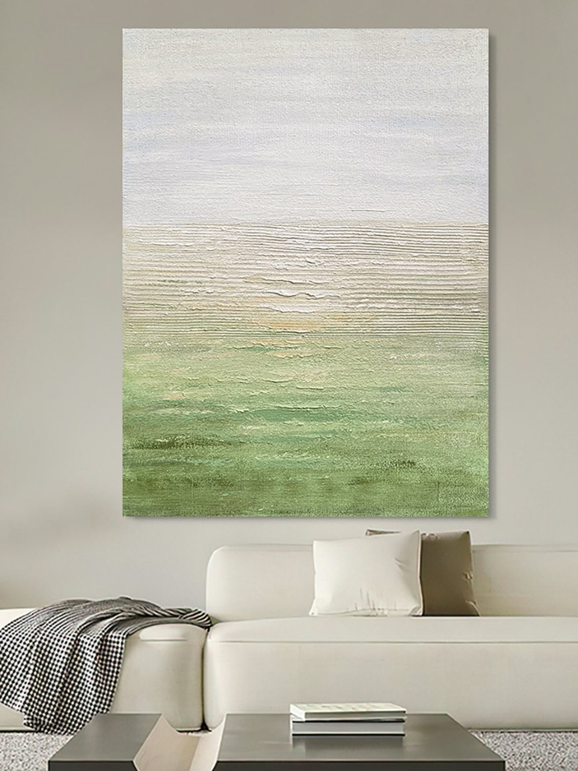Serene Horizon Abstract Oil Painting for Tranquil Home Décor