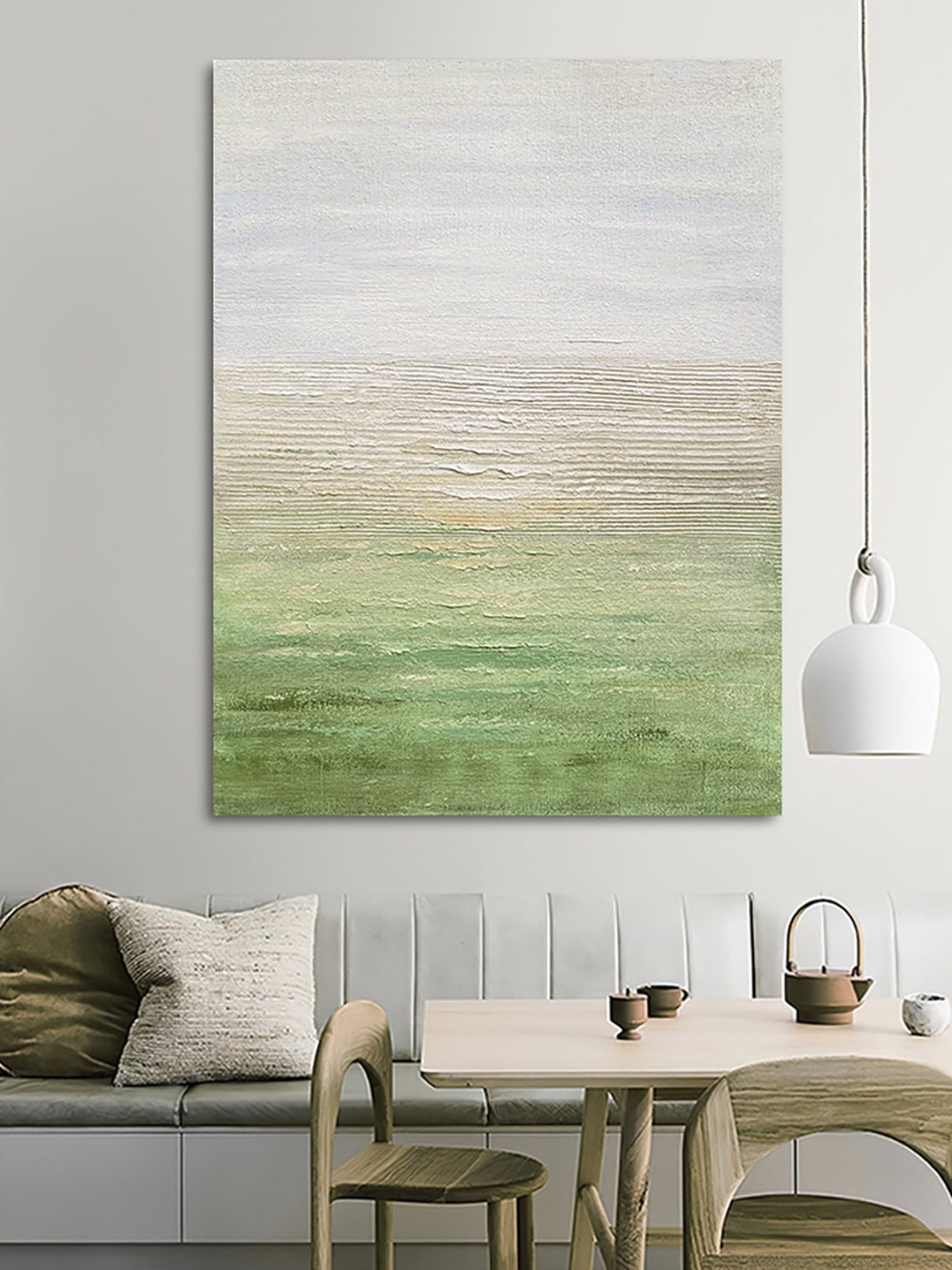 Serene Horizon Abstract Oil Painting for Tranquil Home Décor