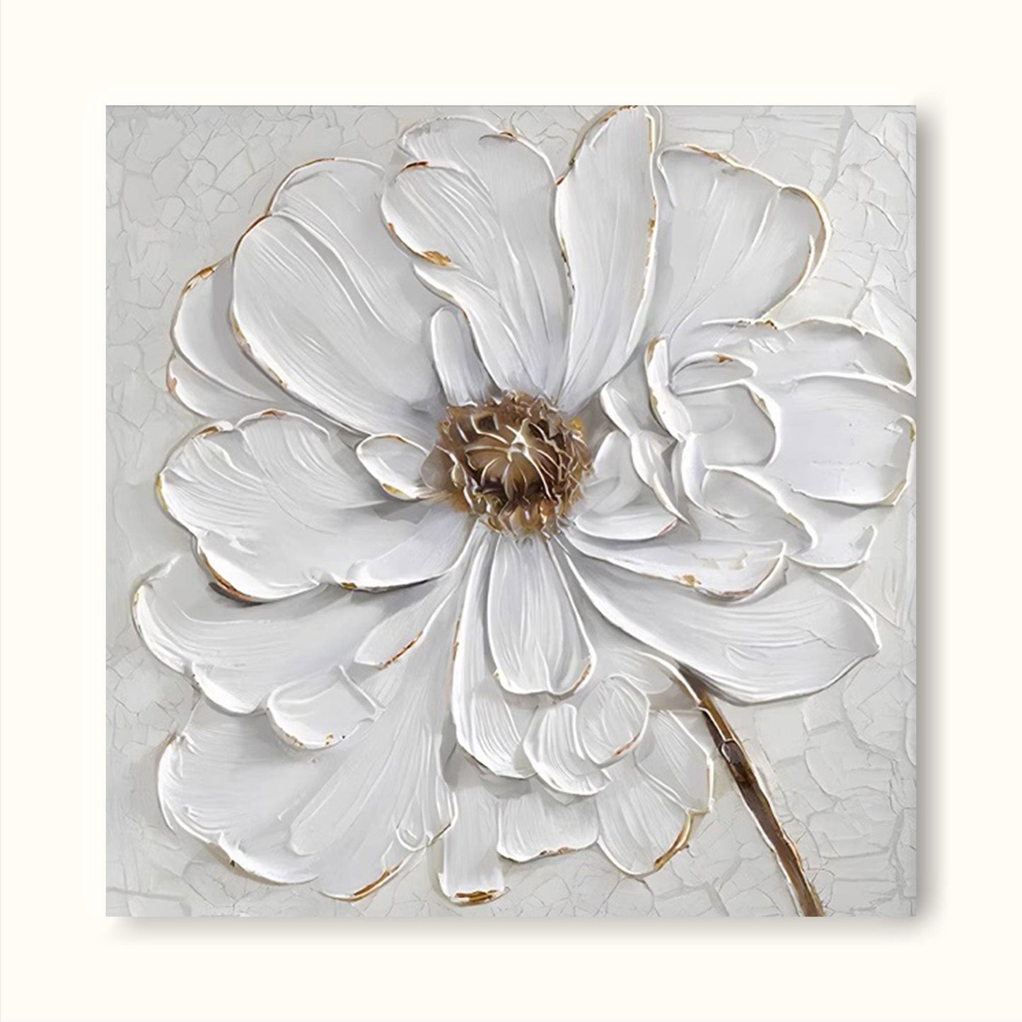 Elegant Minimalist White Flower Oil Painting for Modern Home Decor
