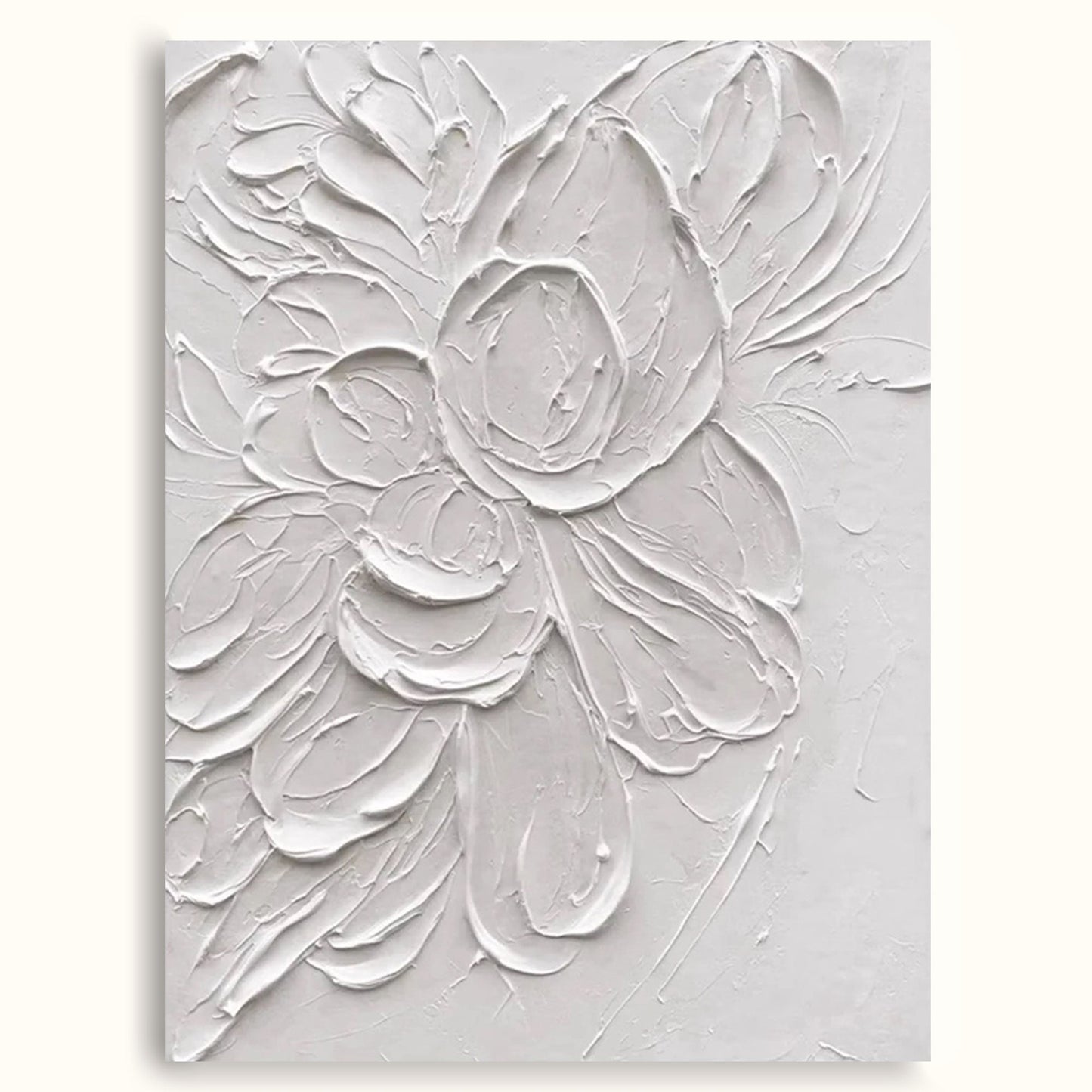Elegant Minimalist White Flower Oil Painting for Modern Decor