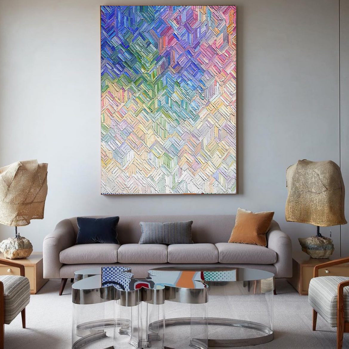 Colorful Abstract Oil Painting for Modern Home Decor
