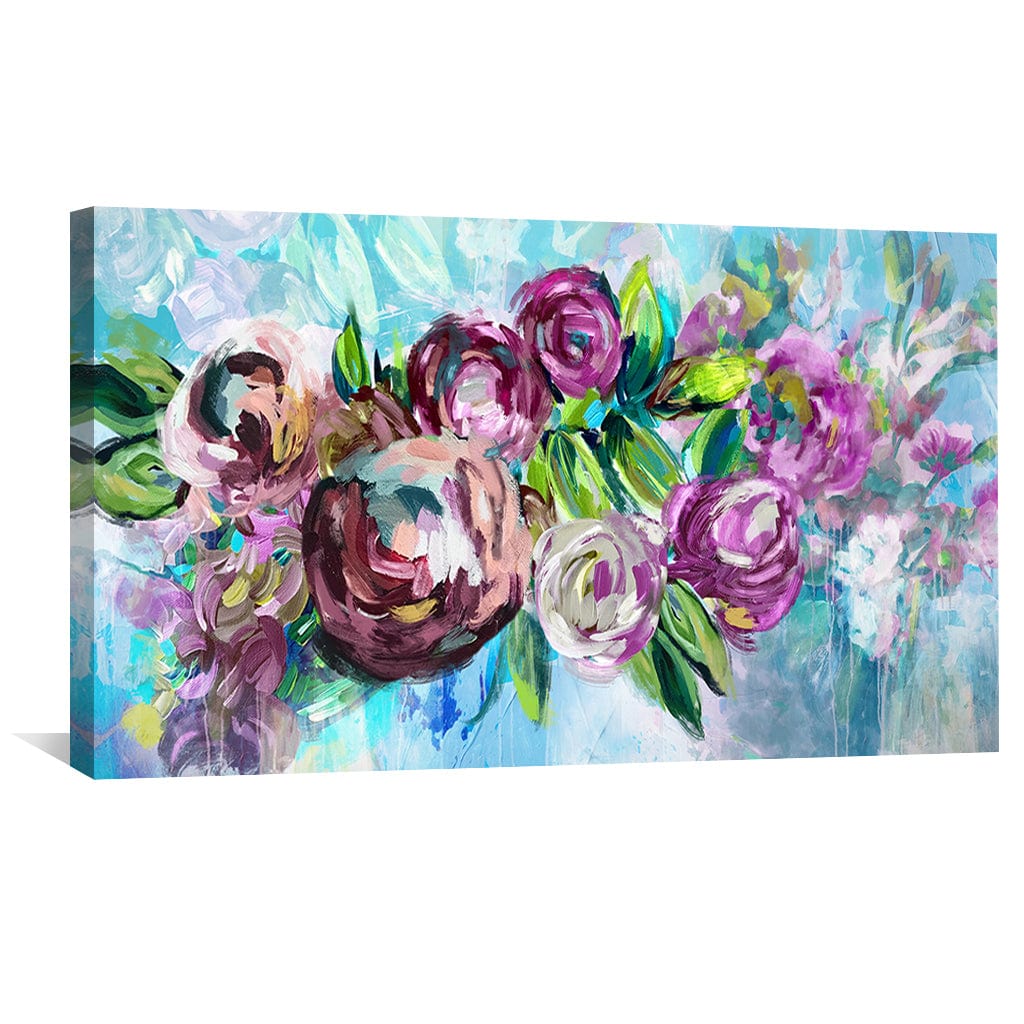 Vibrant Floral Harmony: Colorful Oil Painting of Roses and Petals