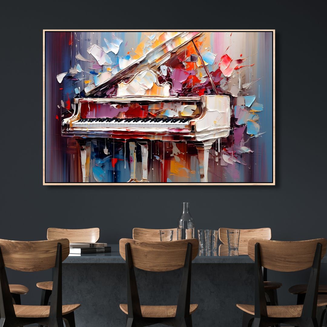 Colorful Abstract Grand Piano Oil Painting for Elegant Home Decor