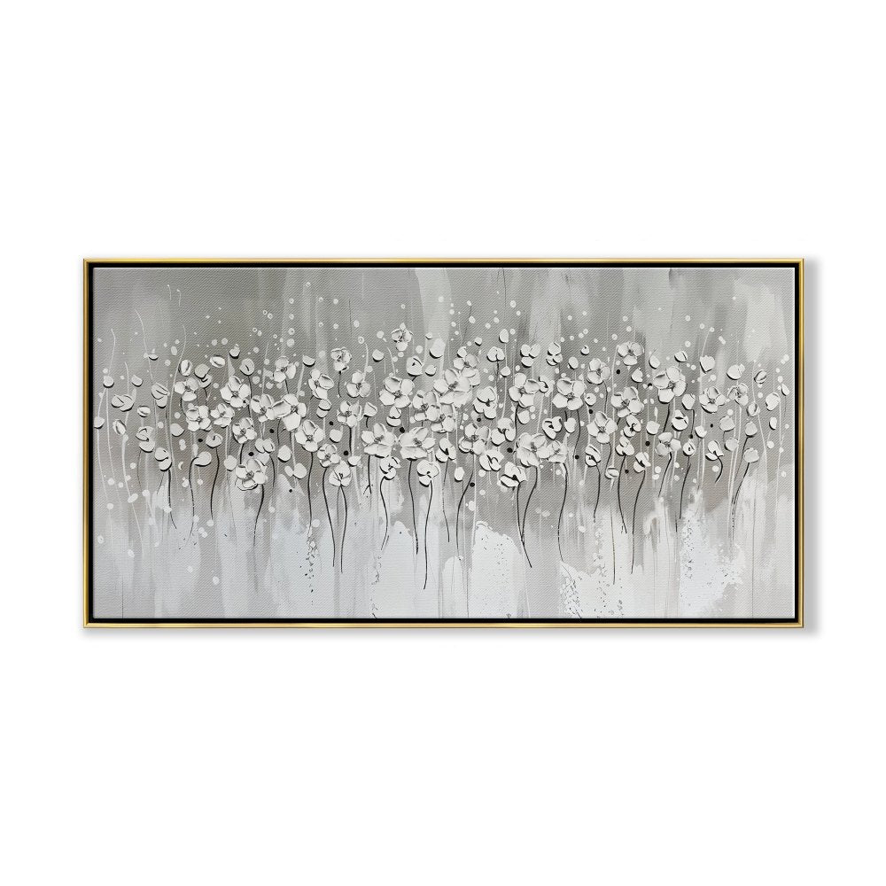 Elegant White Floral Oil Painting for Modern Home Decor