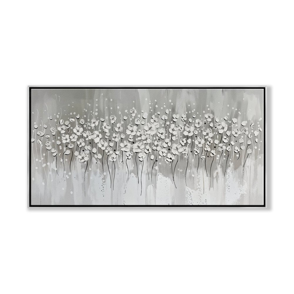 Elegant White Floral Oil Painting for Modern Home Decor