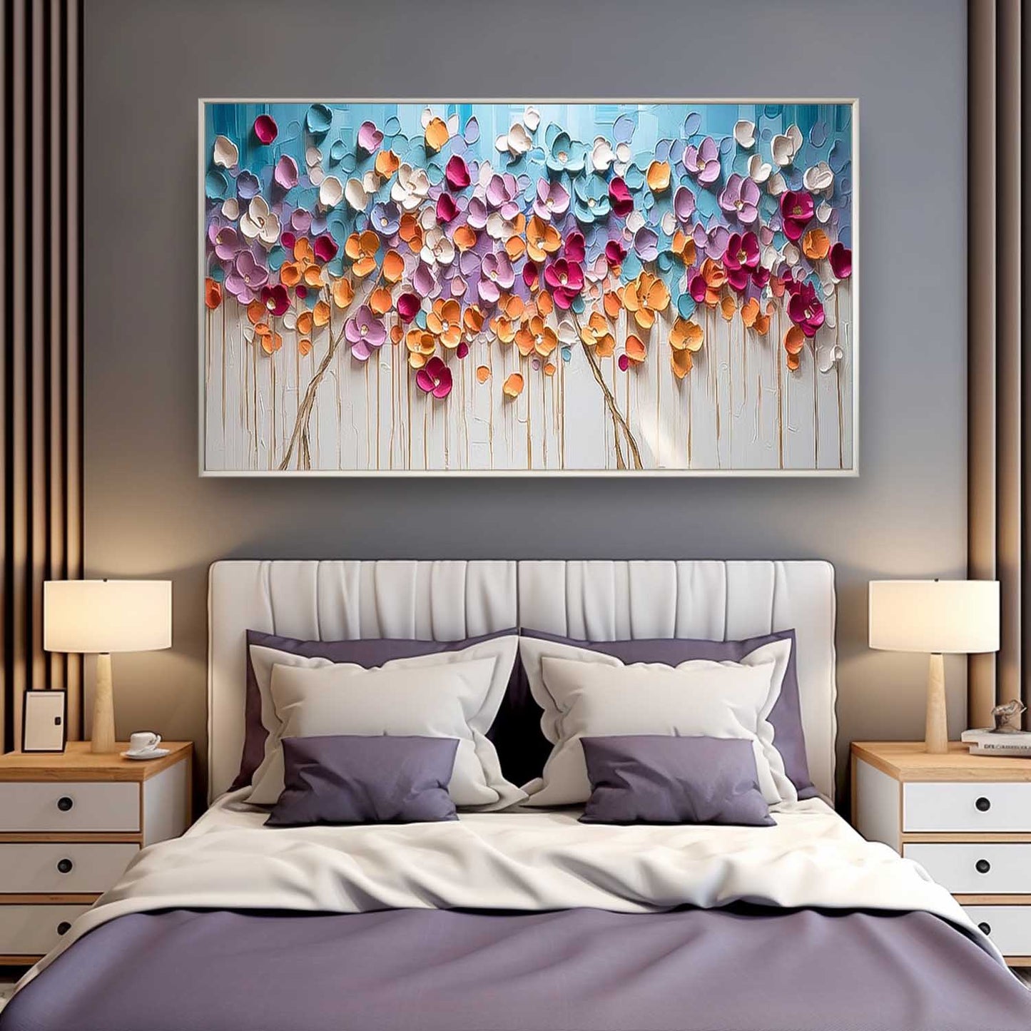 Colorful Floral Canvas Art for Home Decor - Vibrant Oil Painting