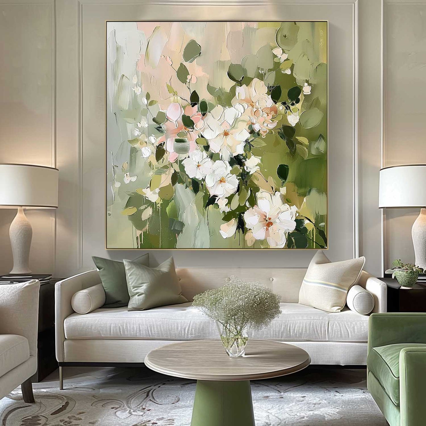 Botanical Bliss: Elegant Floral Oil Painting for Home Décor