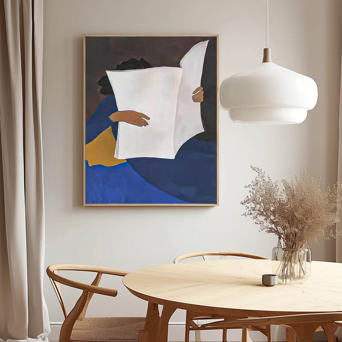 Colorful Abstract Oil Painting of a Person Holding a Blank Canvas