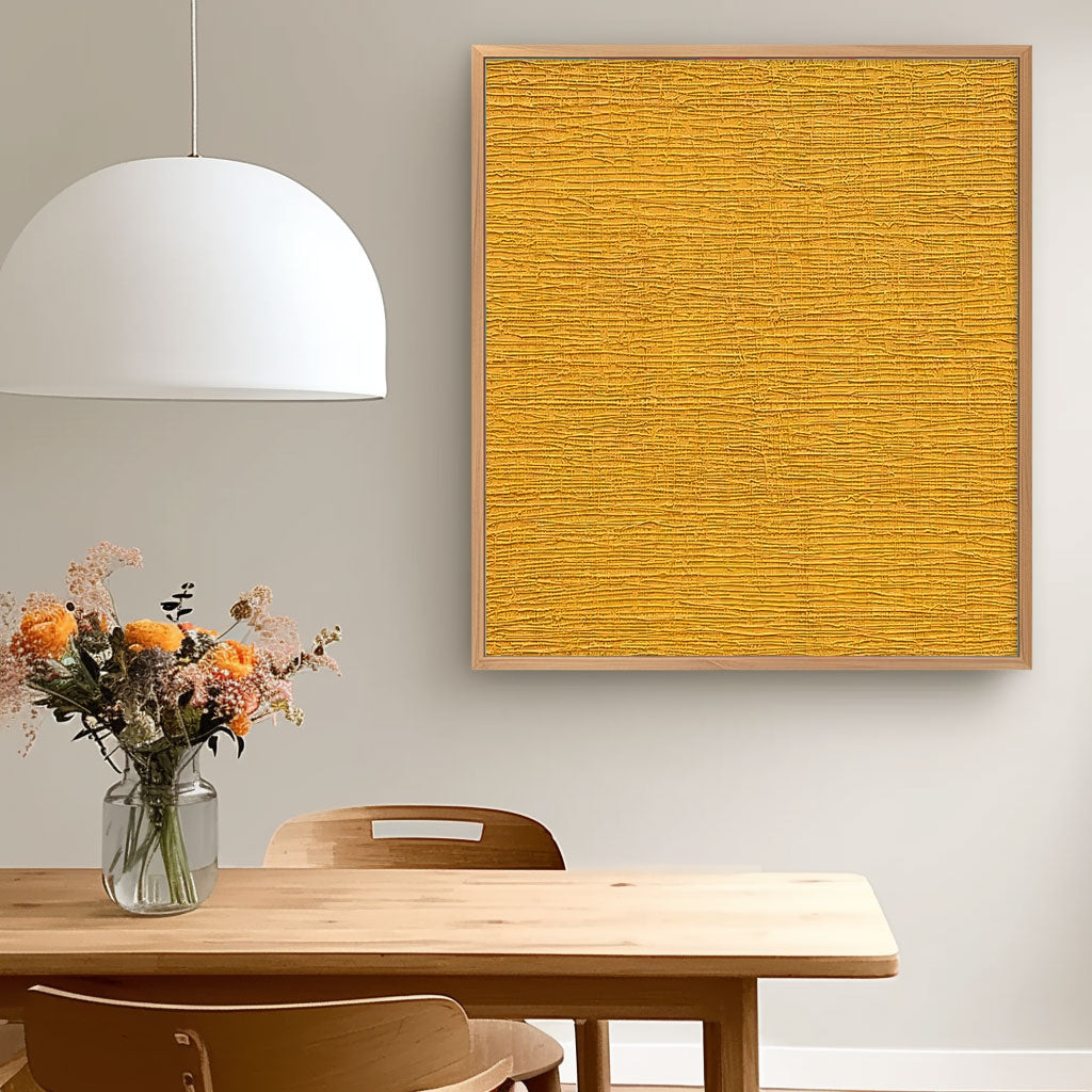 Vibrant Textured Yellow Oil Painting for Modern Minimalist Decor
