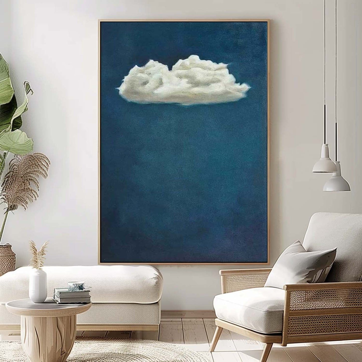 Serene Cloud Oil Painting on Canvas - Minimalist Wall Art for Tranquil Spaces