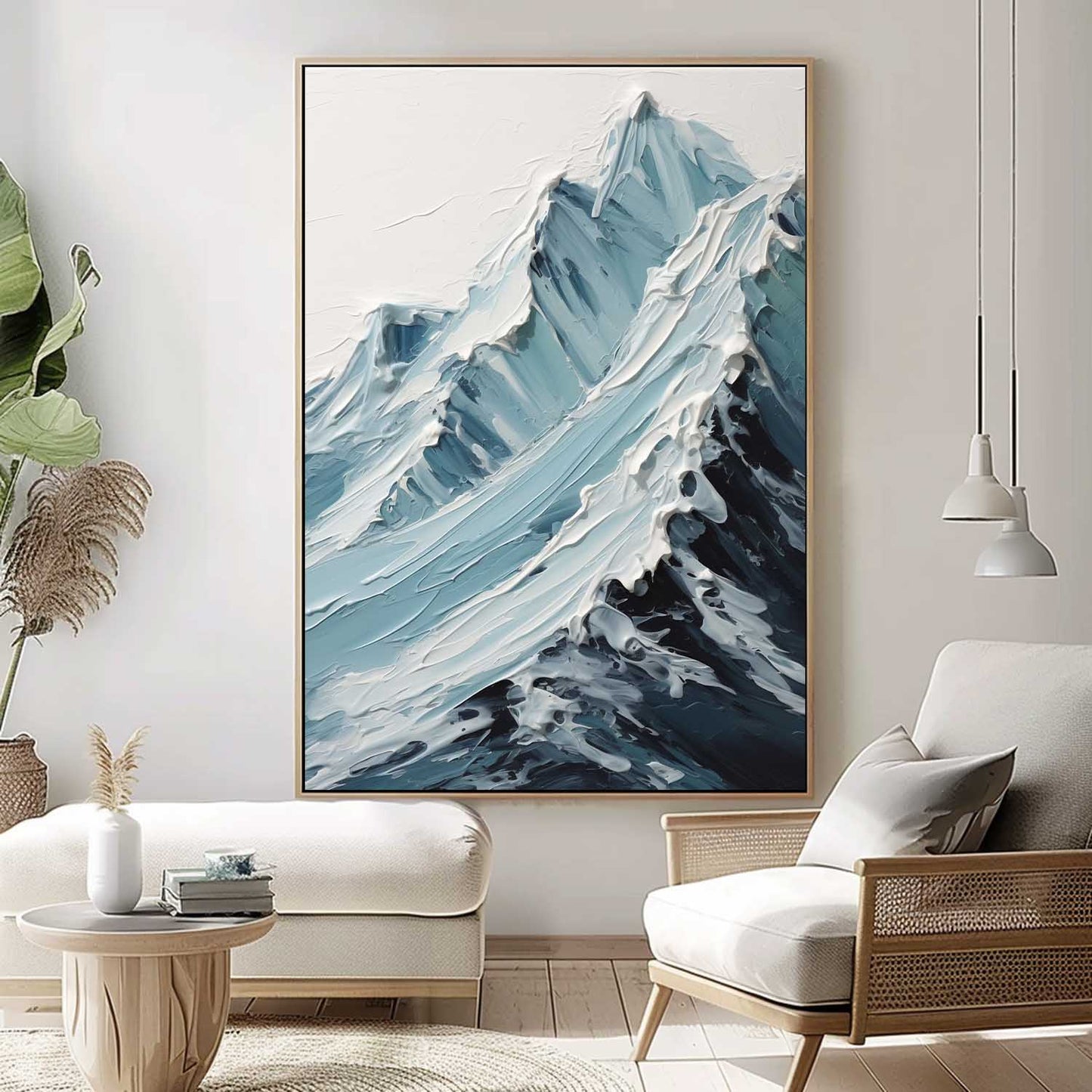 Majestic Mountain Waves Oil Painting for Coastal and Nature Enthusiasts