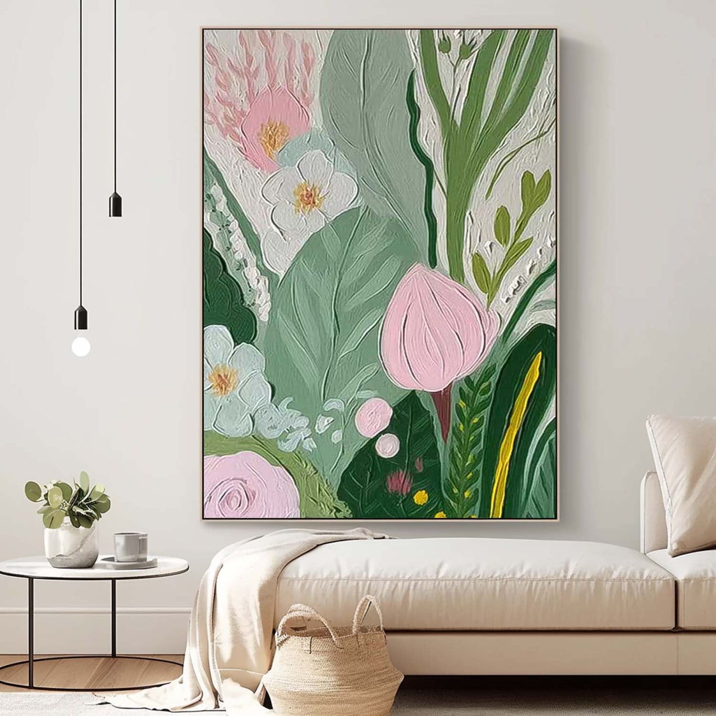 Botanical Beauty: Vibrant Floral Oil Painting for Home Décor