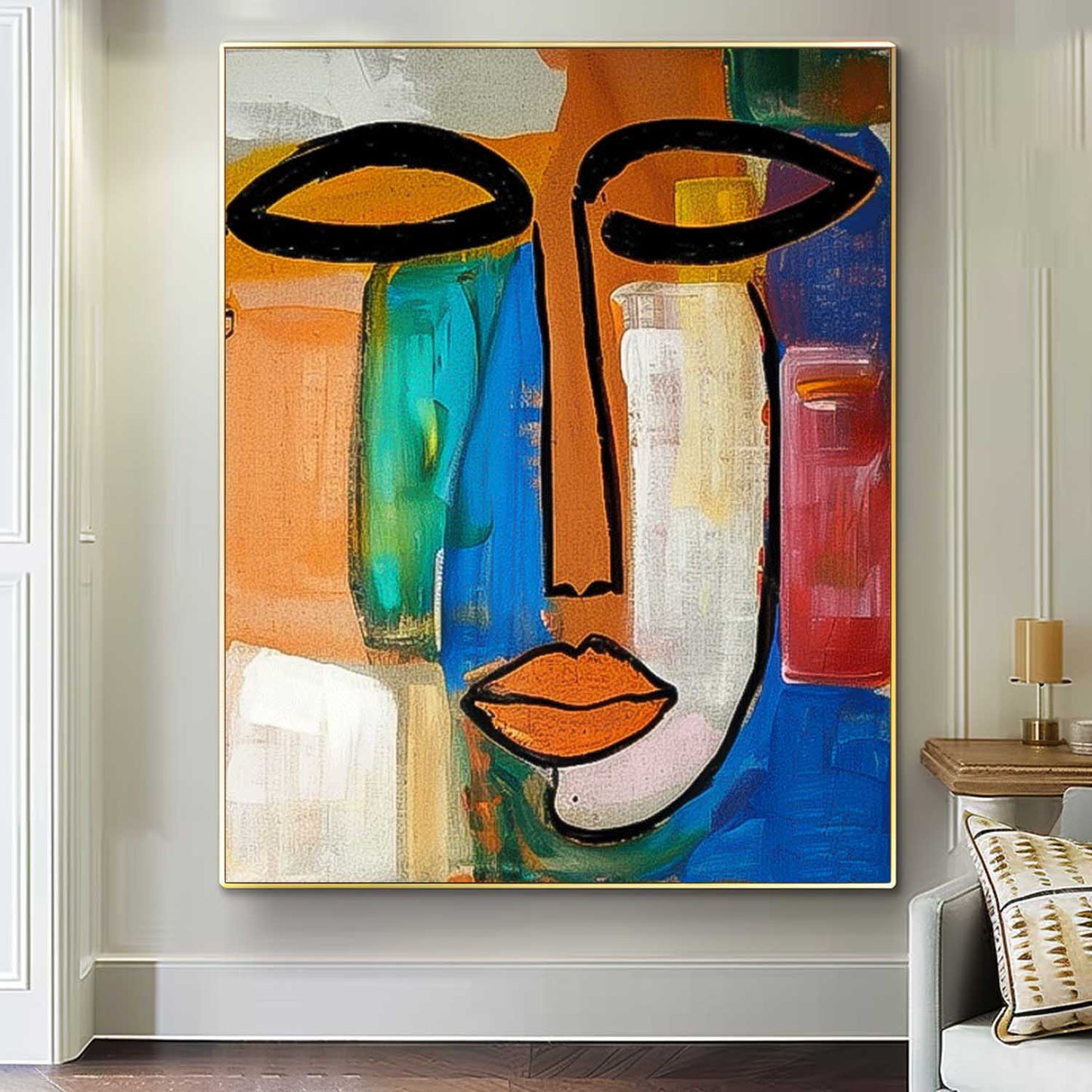 Abstract Contemporary Face Oil Painting for Modern Home Decor