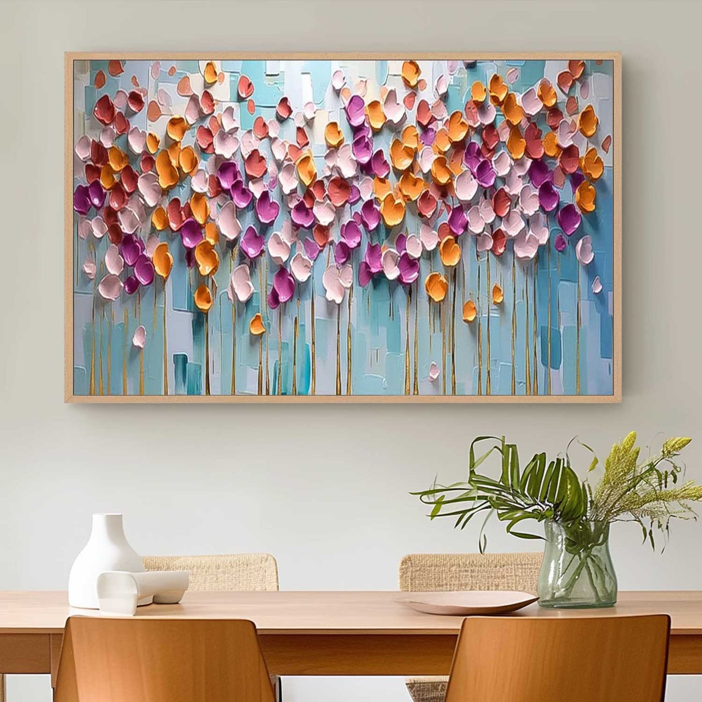 Vibrant Flower Oil Painting for Home Decor | Colorful Floral Canvas Art