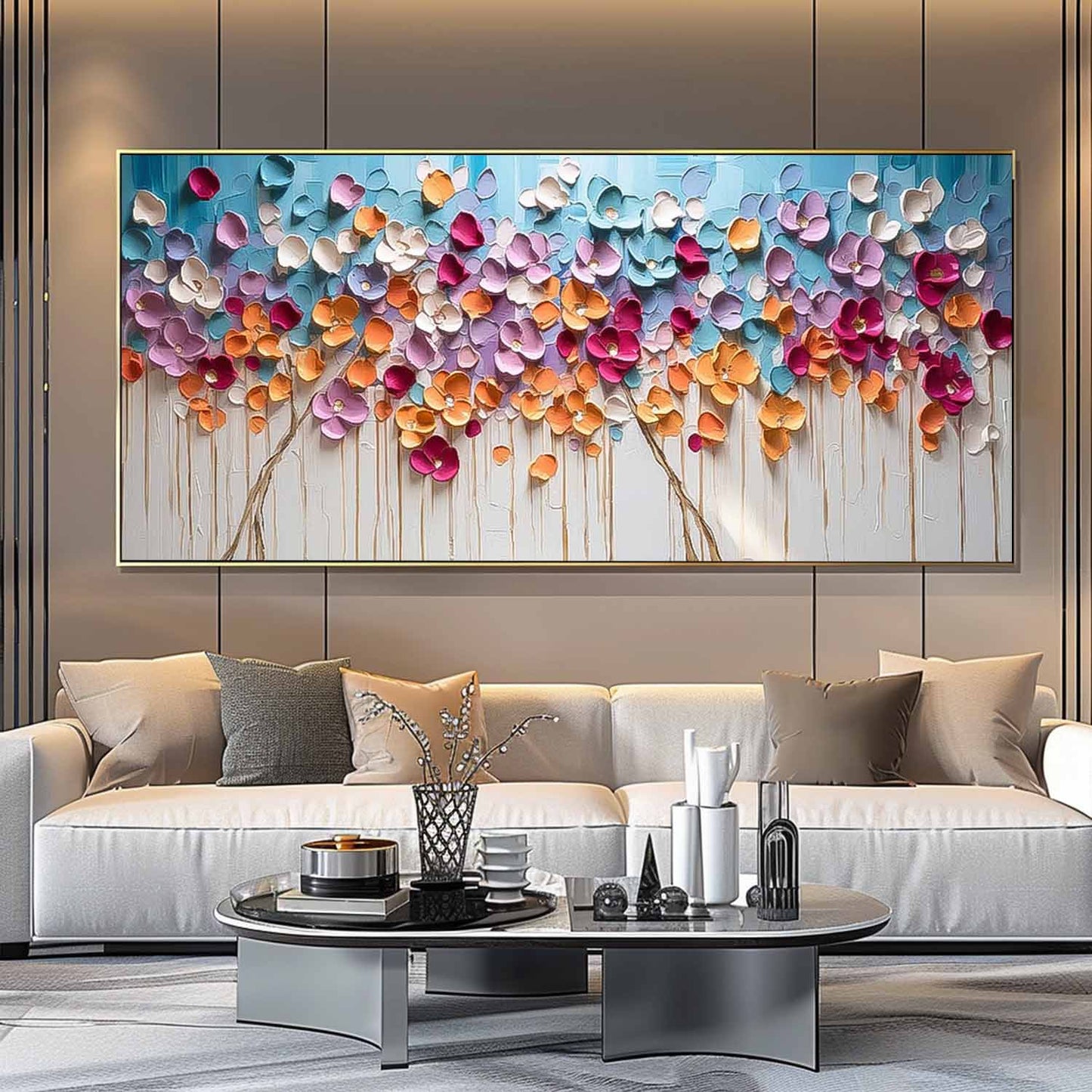 Colorful Floral Canvas Art for Home Decor - Vibrant Oil Painting