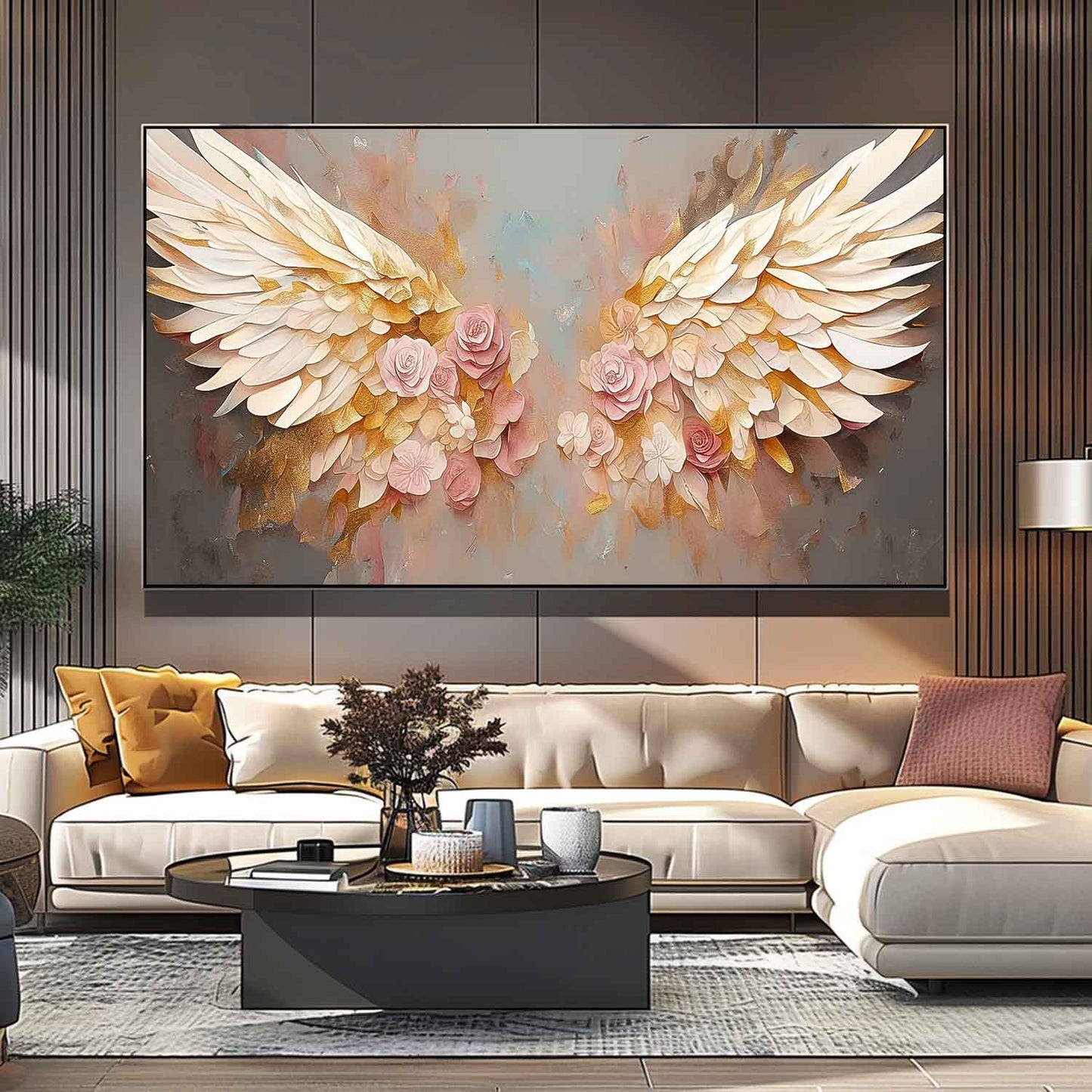 Elegant Floral Wings Oil Painting for Home Decor and Wall Art